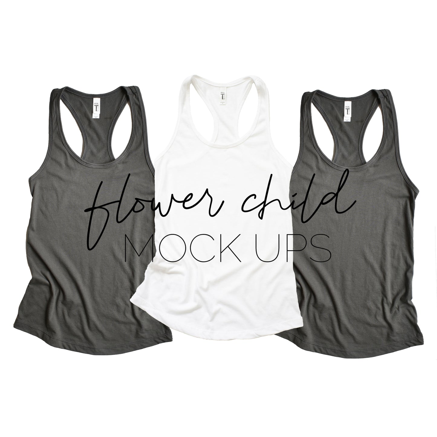 Next Level 1533 Dark Gray White Trio Mock-Up Flat - flowerchildmockups