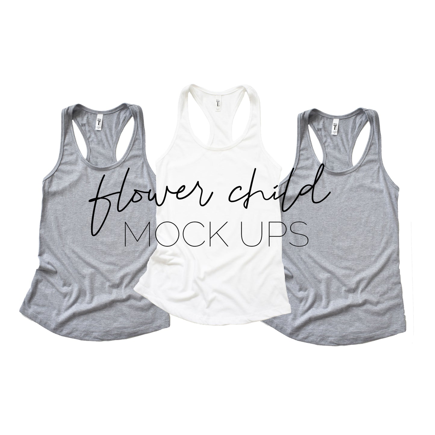 Next Level 1533 Heather Gray White Trio Mock-Up - flowerchildmockups