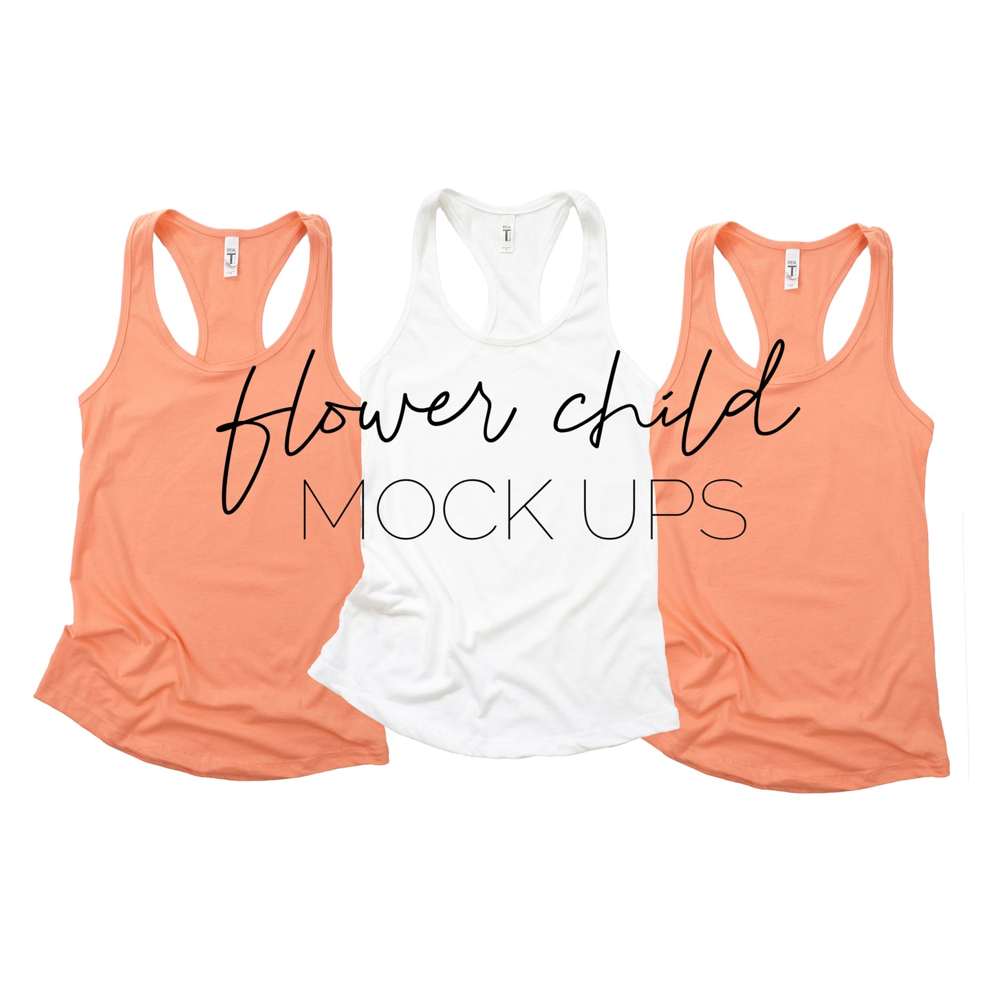 Next Level 1533 Light Orange White Trio Mock-Up - flowerchildmockups