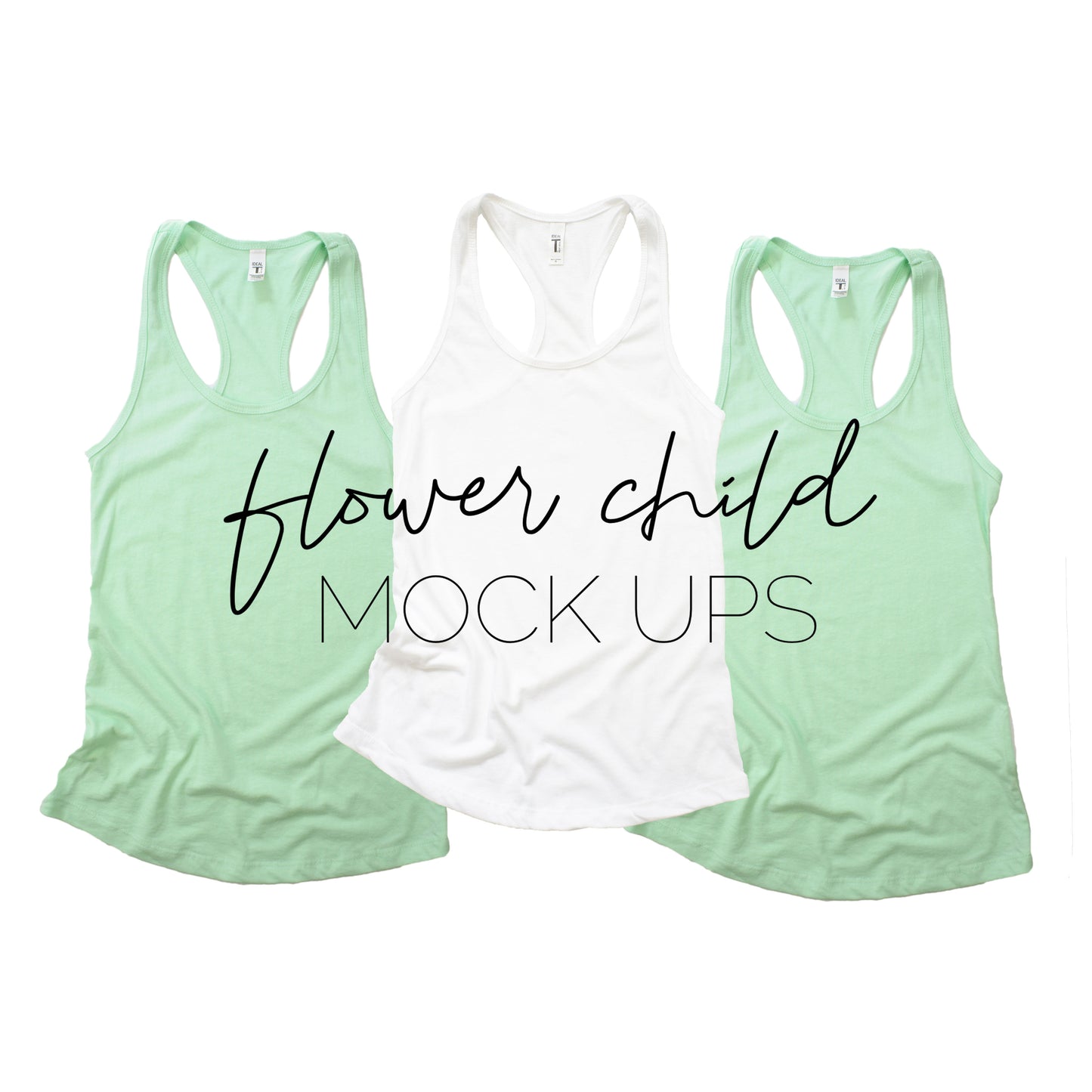 Next Level 1533 Mint White Trio Mock-up - flowerchildmockups