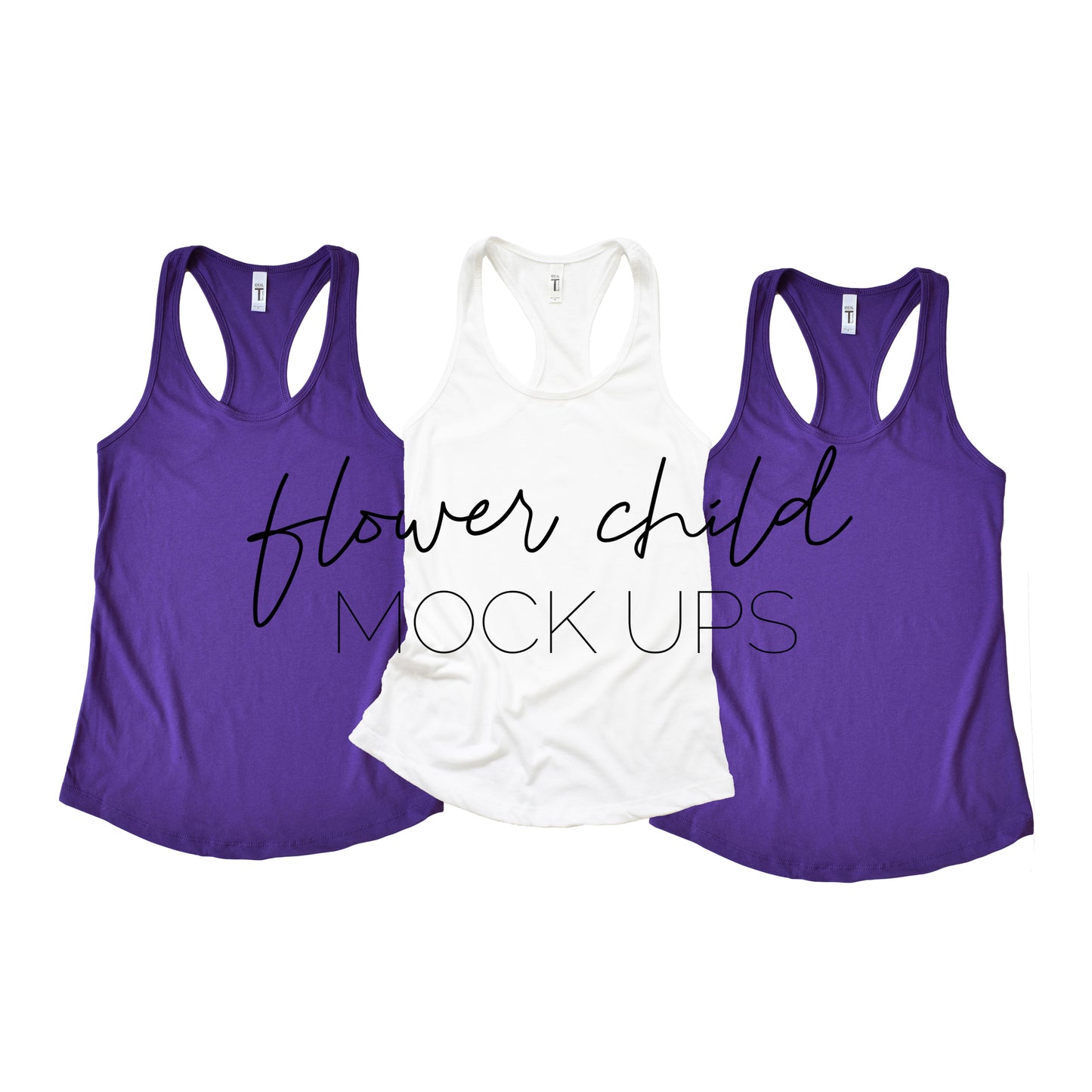 Next Level 1533 Purple Rush White Trio Mock-Up - flowerchildmockups