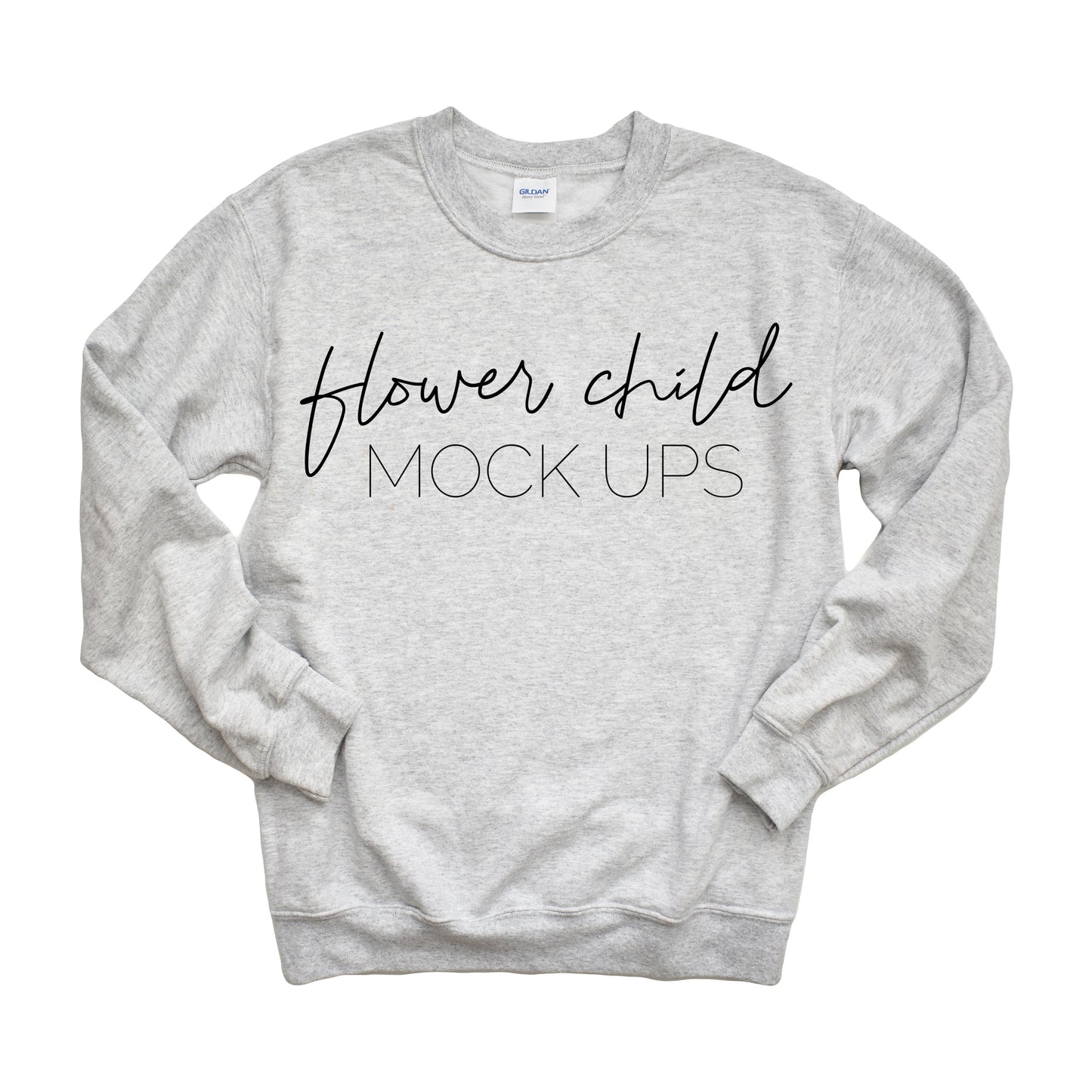 Gildan 180 Ash Sweatshirt Mockup - flowerchildmockups