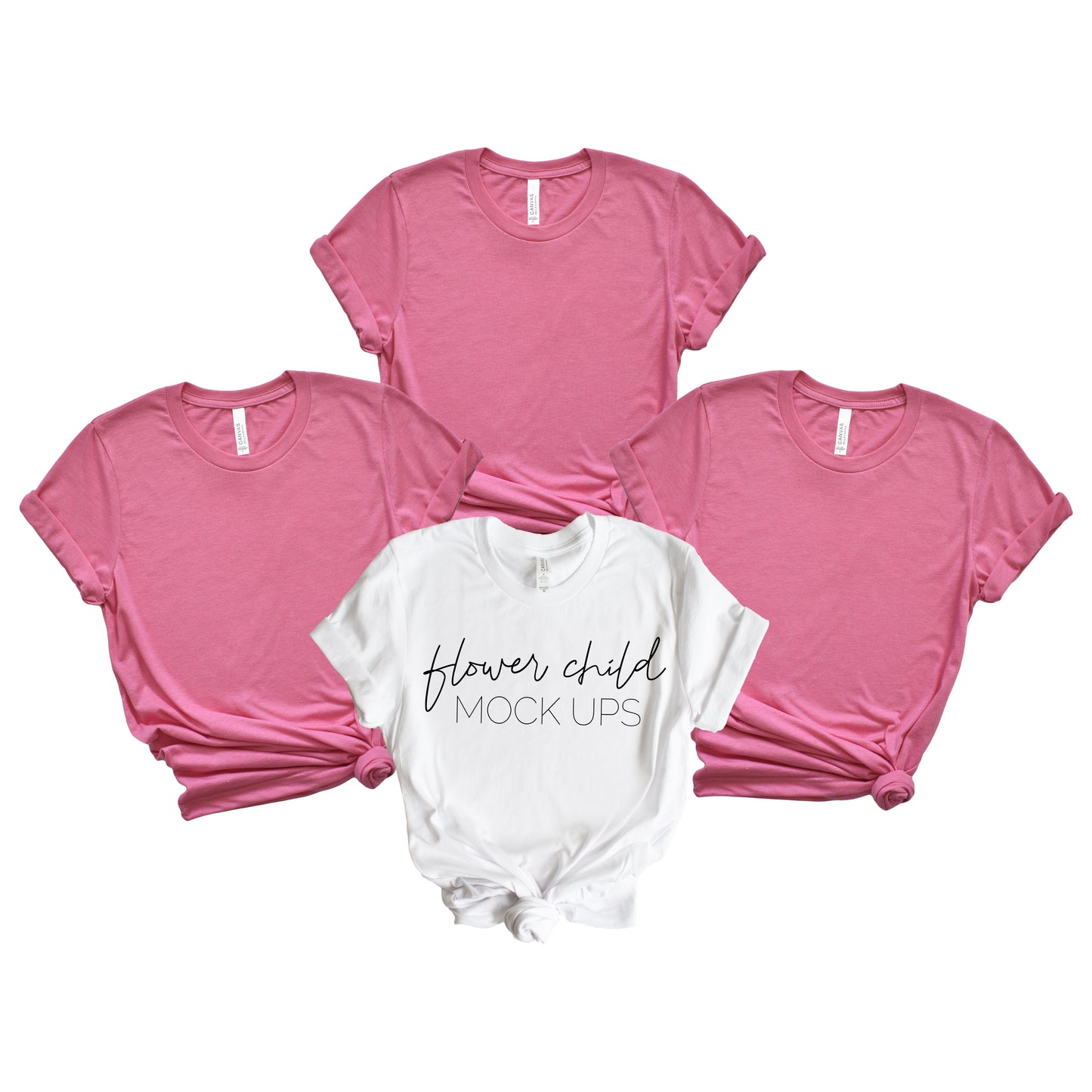 Bella Canvas 3001 Charity Pink Bachelorette Mockup - flowerchildmockups