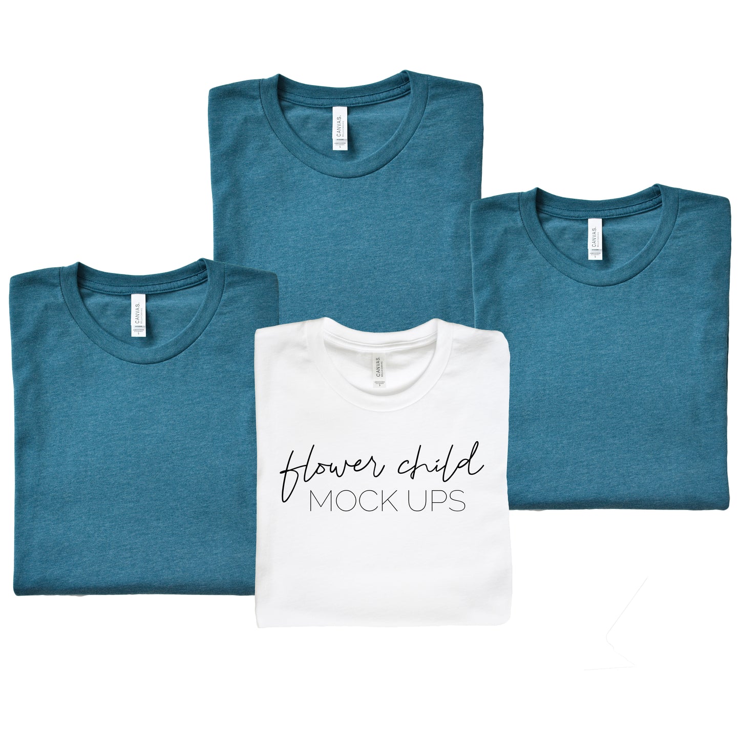 Bella Canvas 3001 Heather Deep Teal Folded Bachelorettte Mockup - flowerchildmockups