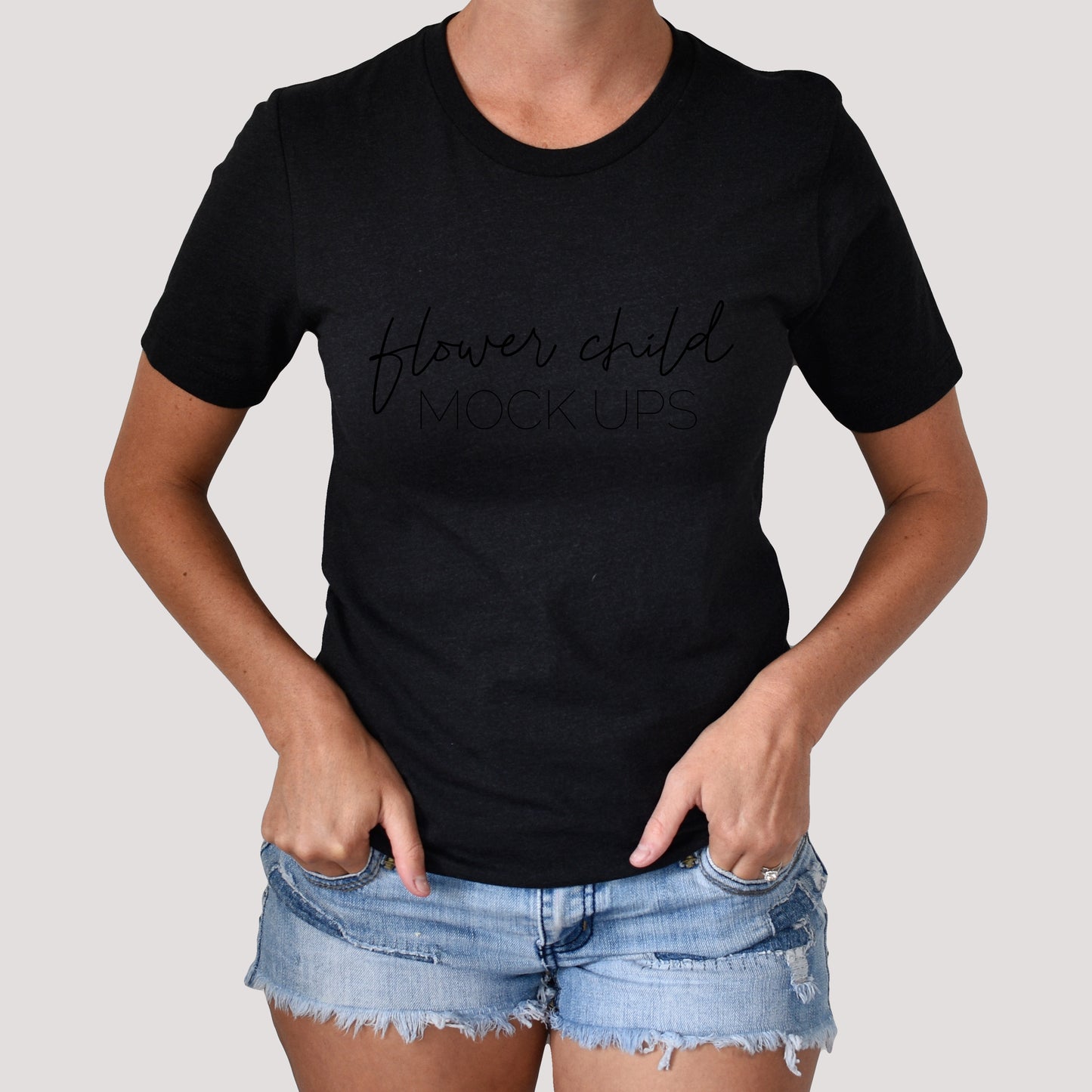 Model Mockup Bella Canvas 3001 Black Heather - flowerchildmockups