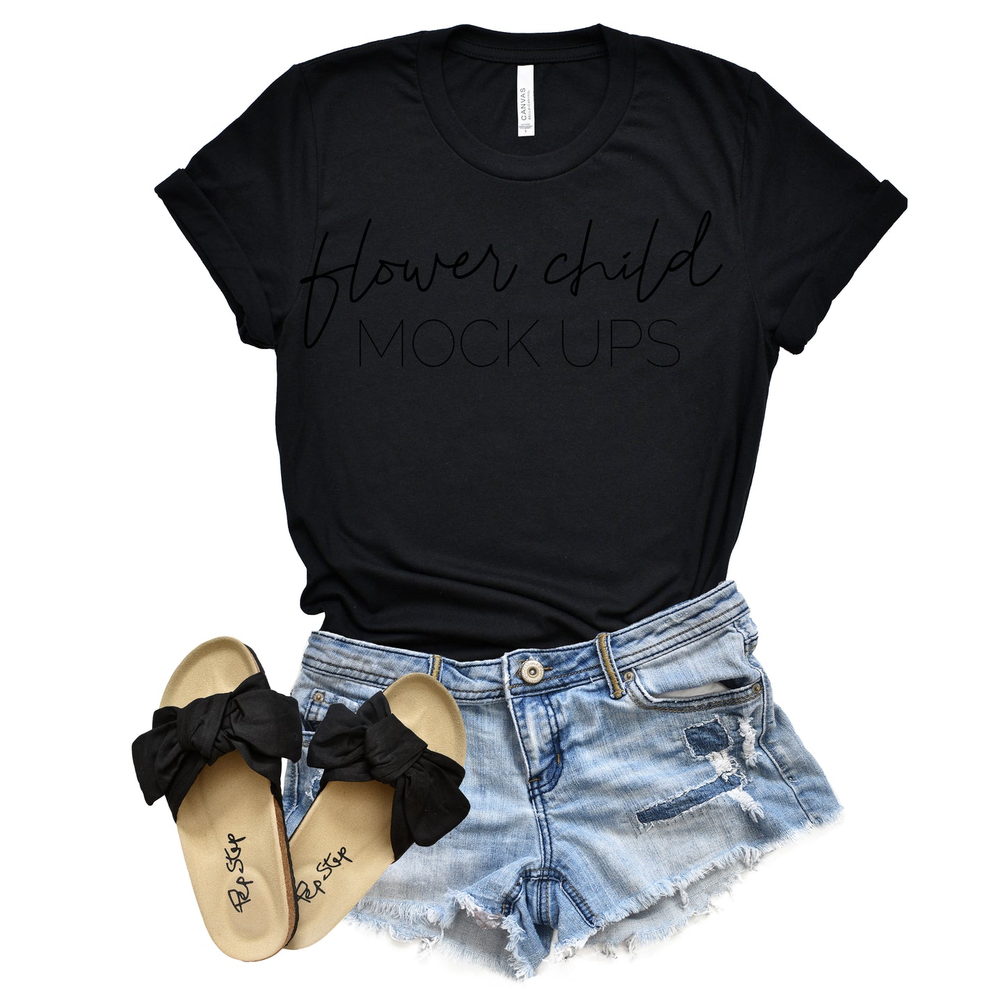Bella Canvas 3001 Black Mockup Spring Summer - flowerchildmockups