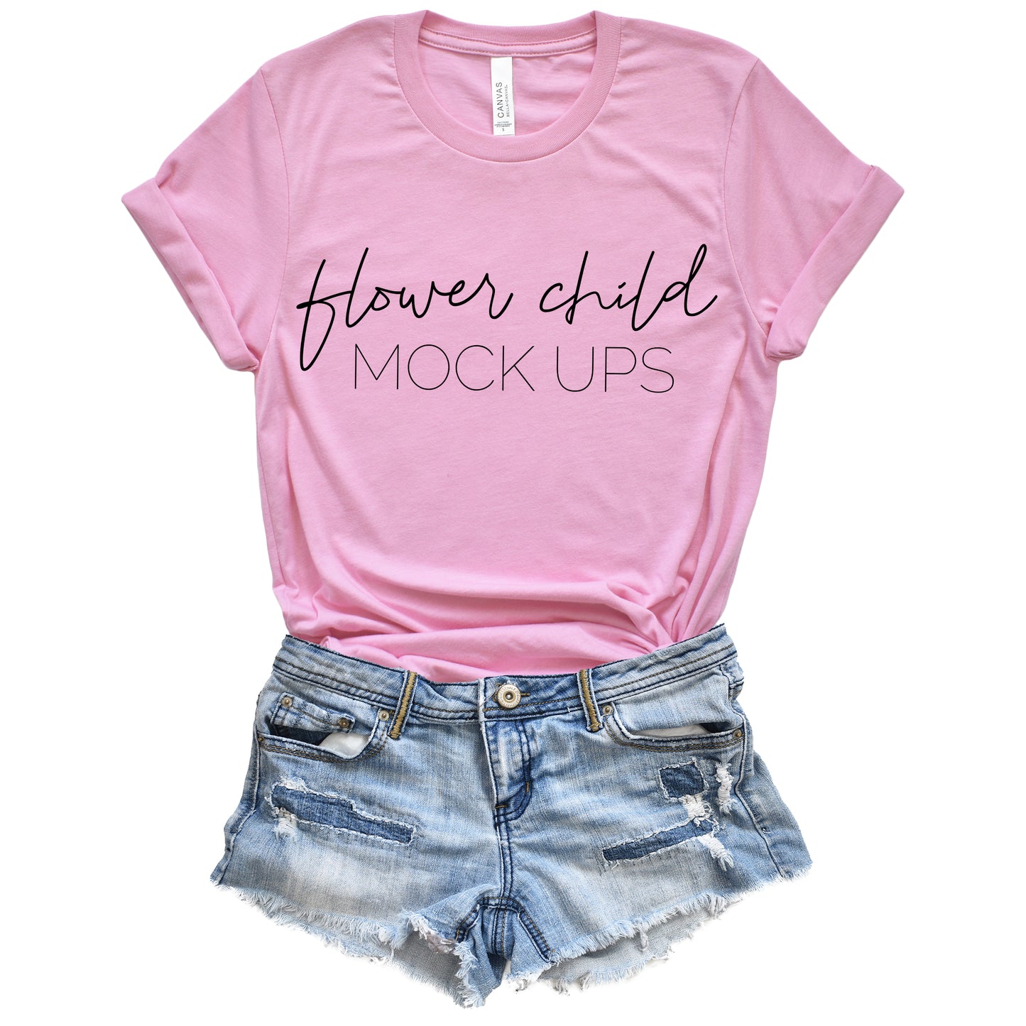 Bella Canvas 3001 Heather Bubble Gum Tucked - flowerchildmockups