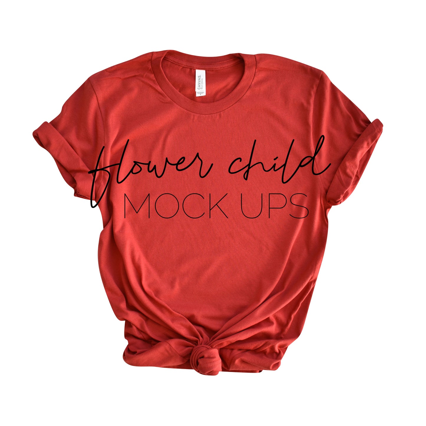 Bella Canvas 3001 Mock-up Canvas Red Center Knot - flowerchildmockups