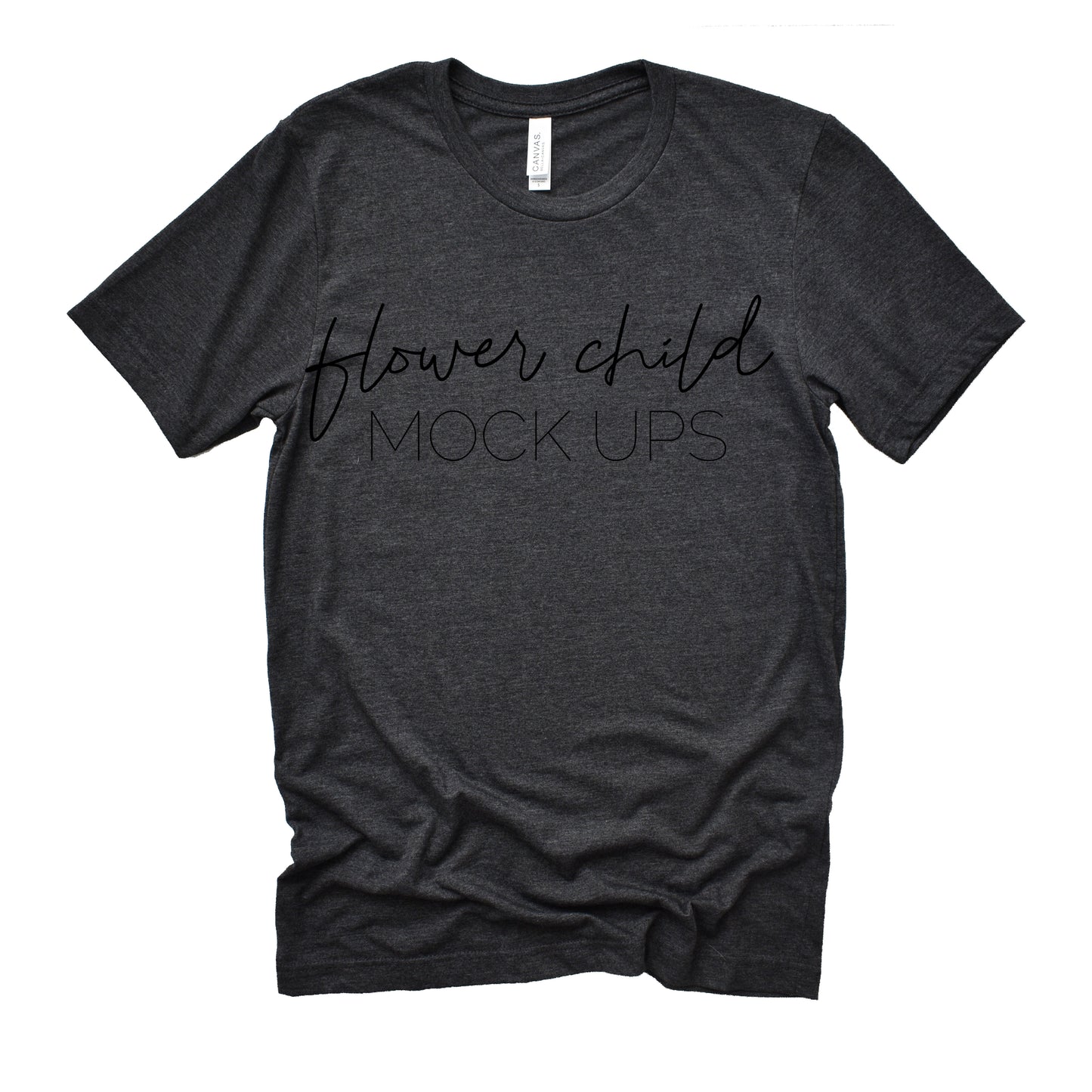 Bella Canvas 3001 Dark Gray Heather Mockup Relaxed - flowerchildmockups
