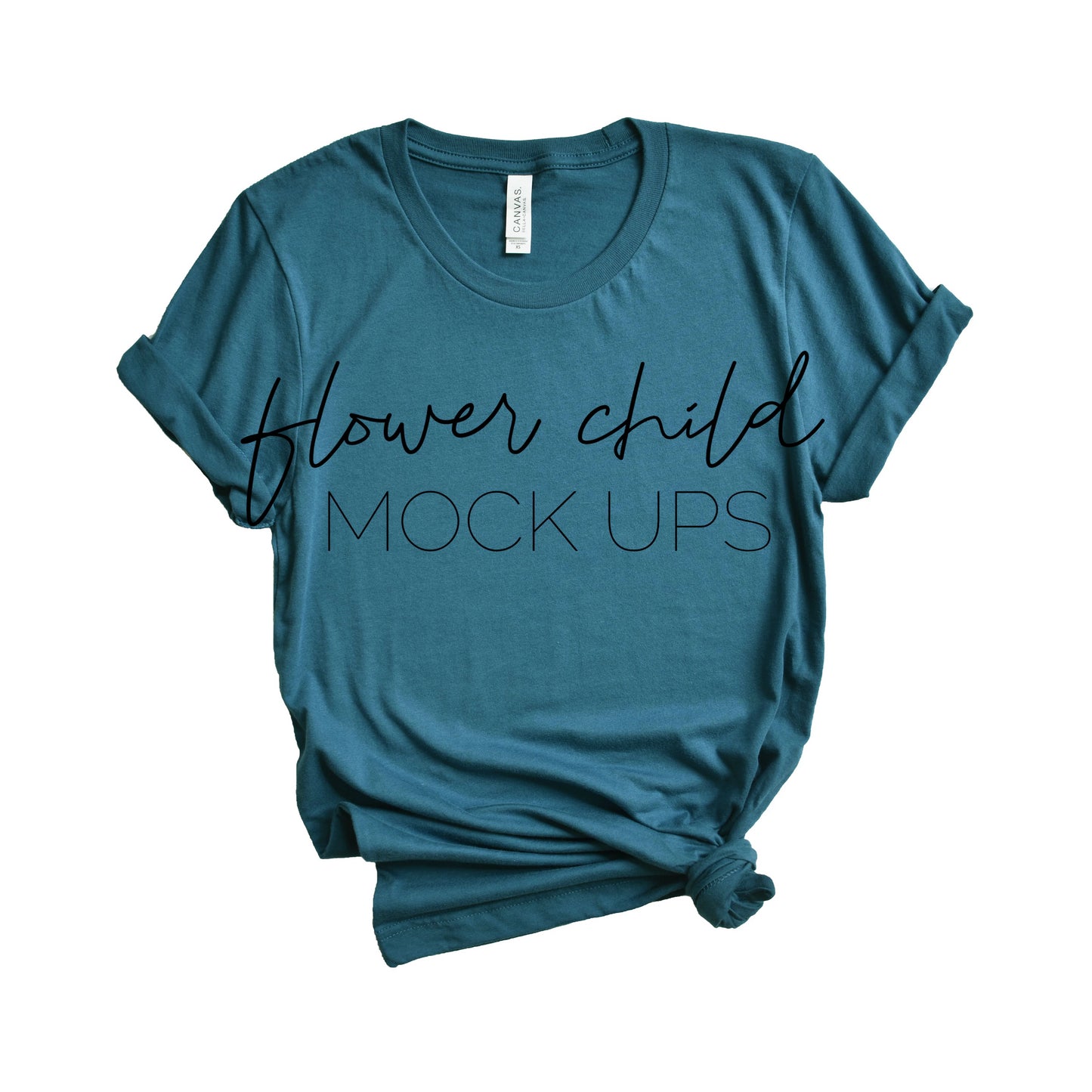 Bella Canvas 3001 Deep Teal Side Knot - flowerchildmockups