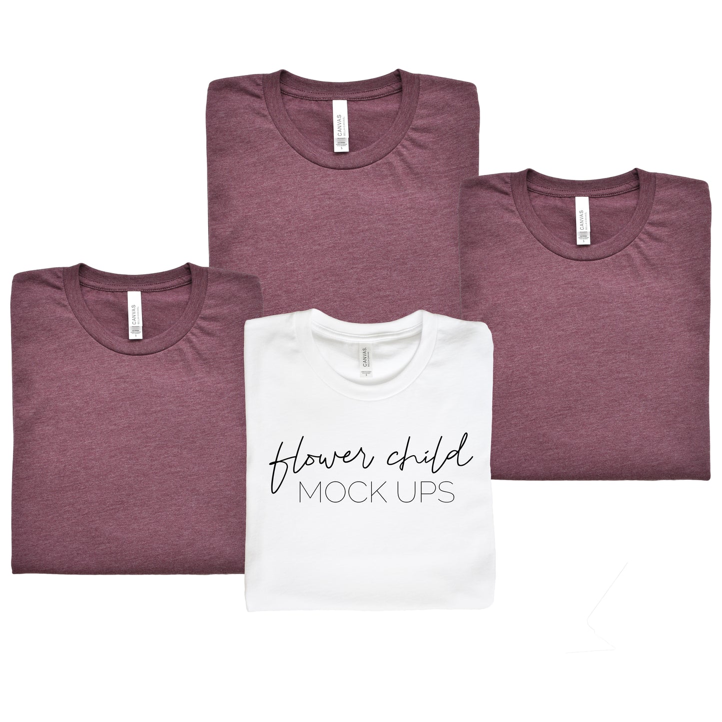 Bella Canvas 3001 Heather Maroon Folded Bachelorette Mockup - flowerchildmockups