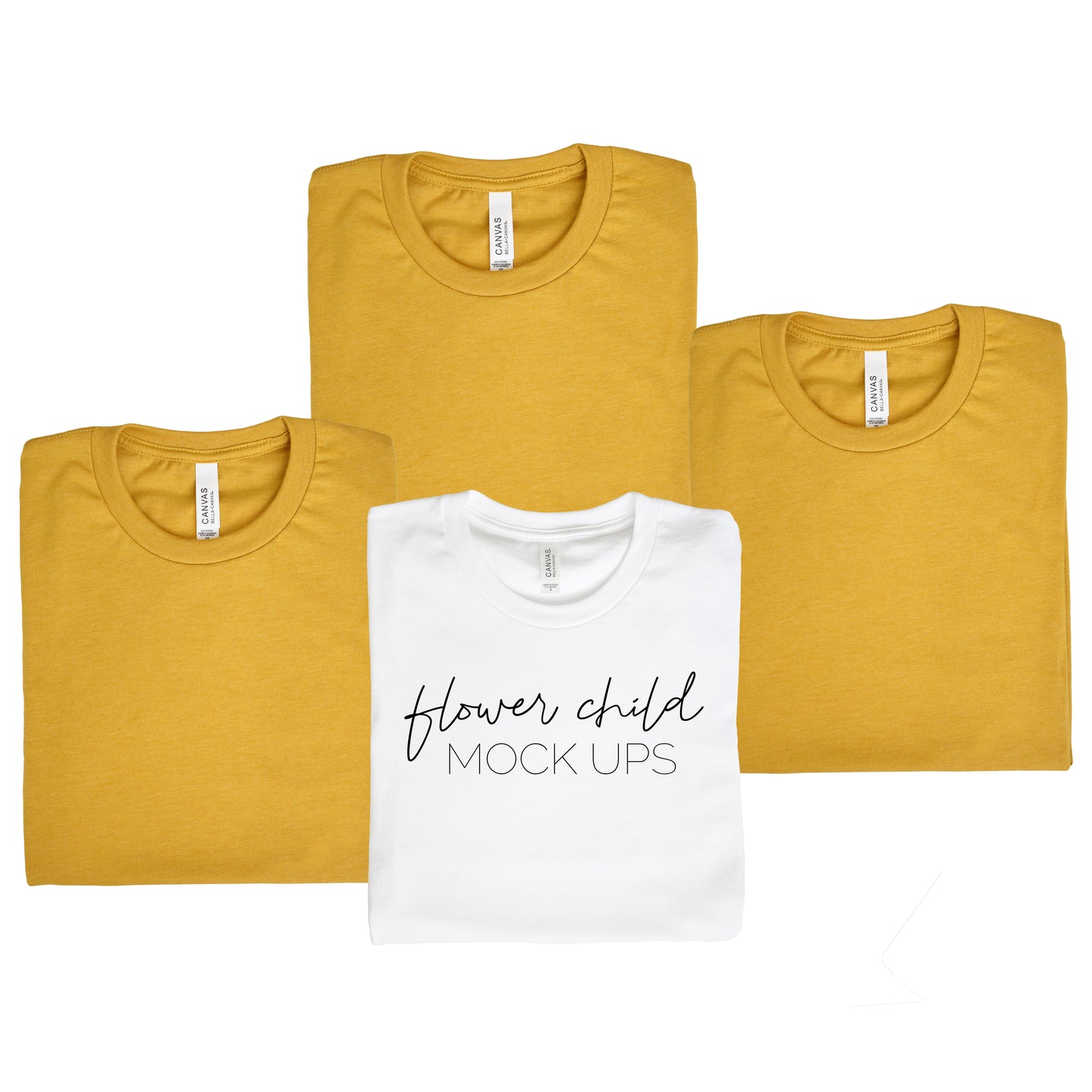 3001 Bella Canvas Mustard Bachelorette Mockup Folded - flowerchildmockups