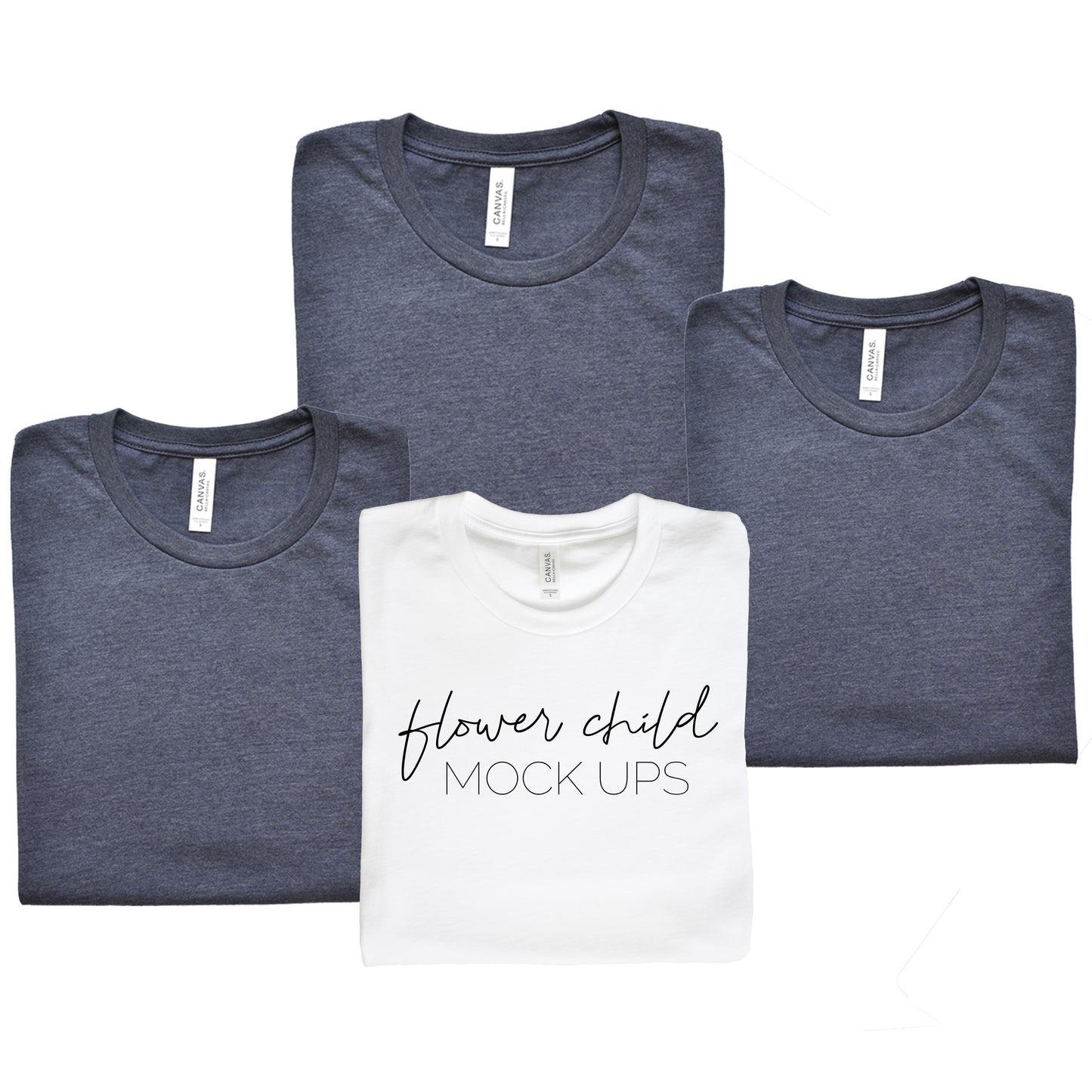 Bella Canvas 3001 Heather Navy Bachelorette Mockup Folded - flowerchildmockups