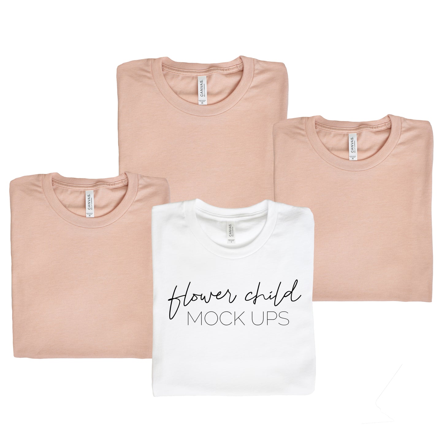 Bella Canvas 3001 Heather Peach Bachelorette Mockup Folded - flowerchildmockups