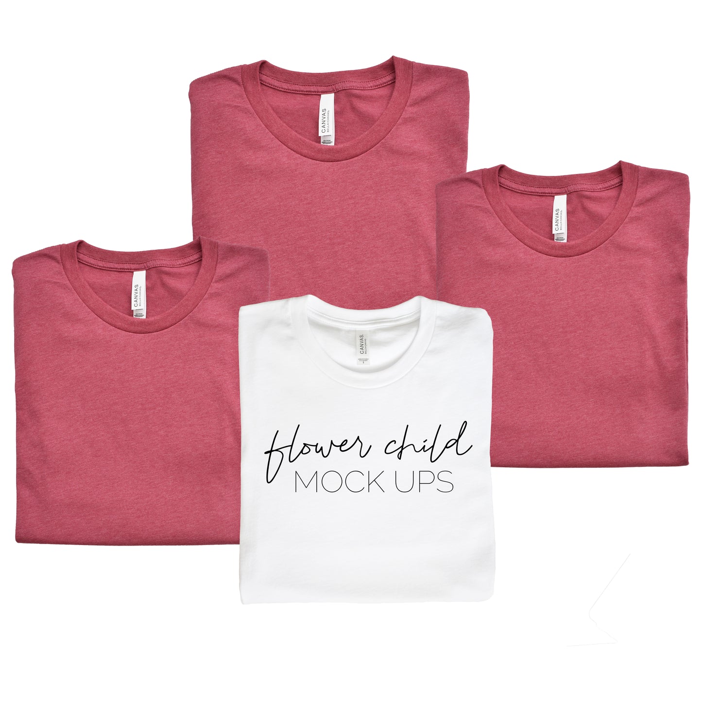 Bella Canvas 3001 Raspberry Bachelorette Mockup Folded - flowerchildmockups