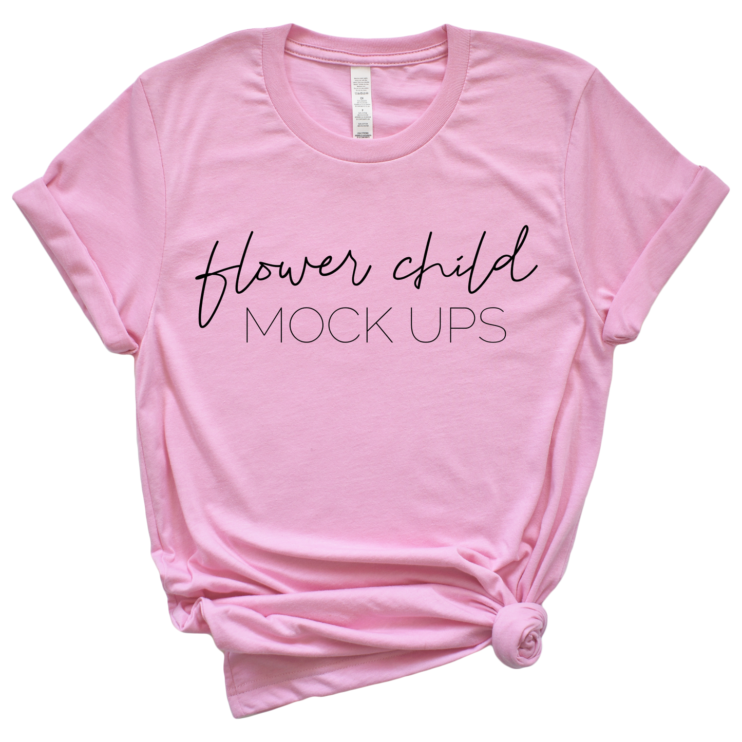 Bella Canvas 3001 Heather Bubble Gum Side Knot - flowerchildmockups