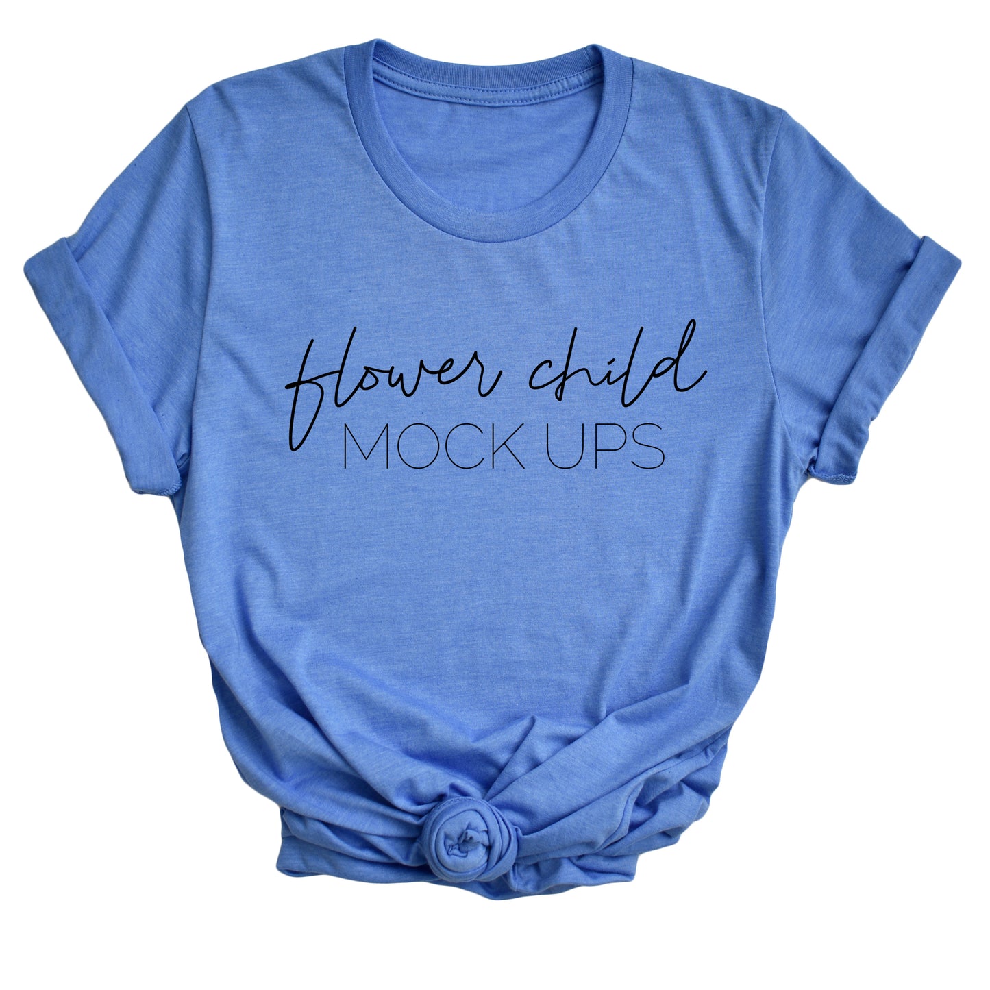 Bella Canvas 3001 Heather Columbia Blue Center Knot TAGLESS - flowerchildmockups