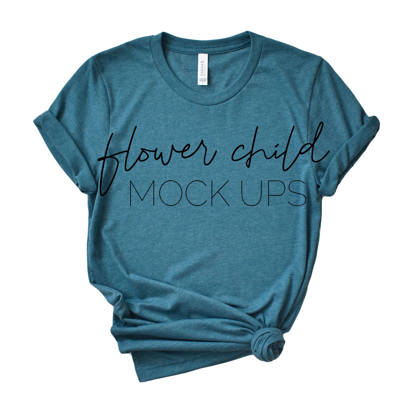 Bella Canvas 3001 Heather Deep Teal Side Knot - flowerchildmockups