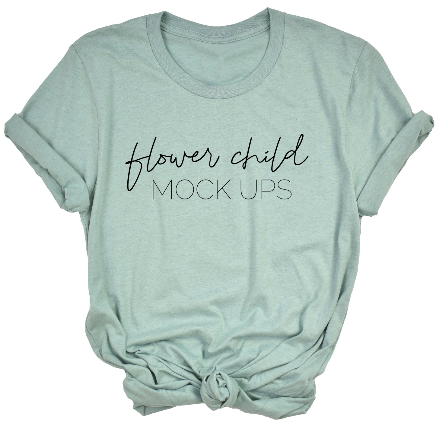 Bella Canvas 3001 Mock-up Dusty Blue Center Knot TAGLESS - flowerchildmockups