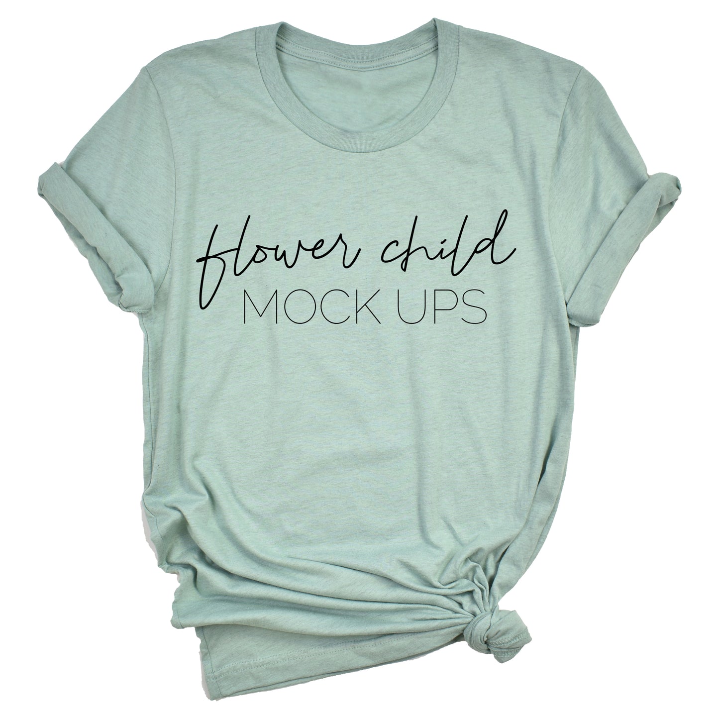 Bella Canvas 3001 Mock-up Dusty Blue Side Knot TAGLESS - flowerchildmockups