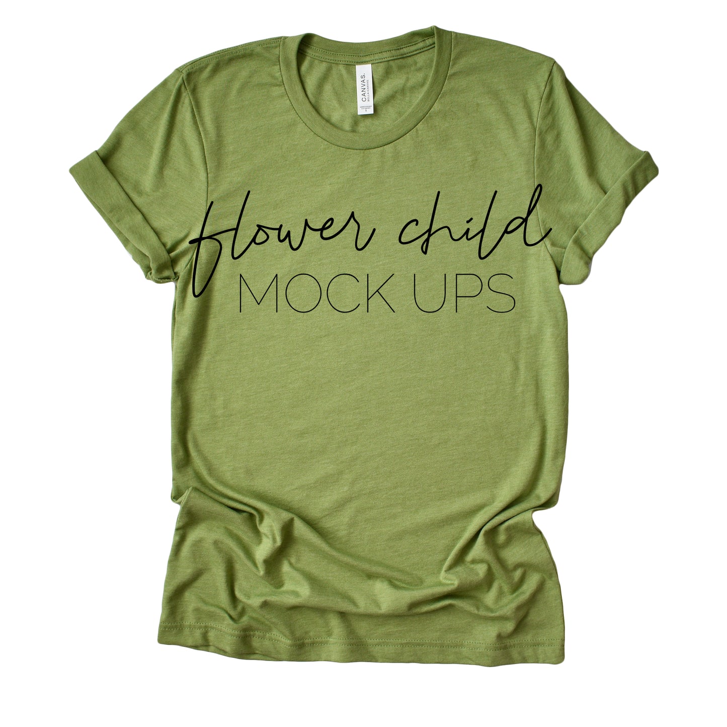 Bella Canvas 3001 Heather Green Mock-up Relaxed - flowerchildmockups