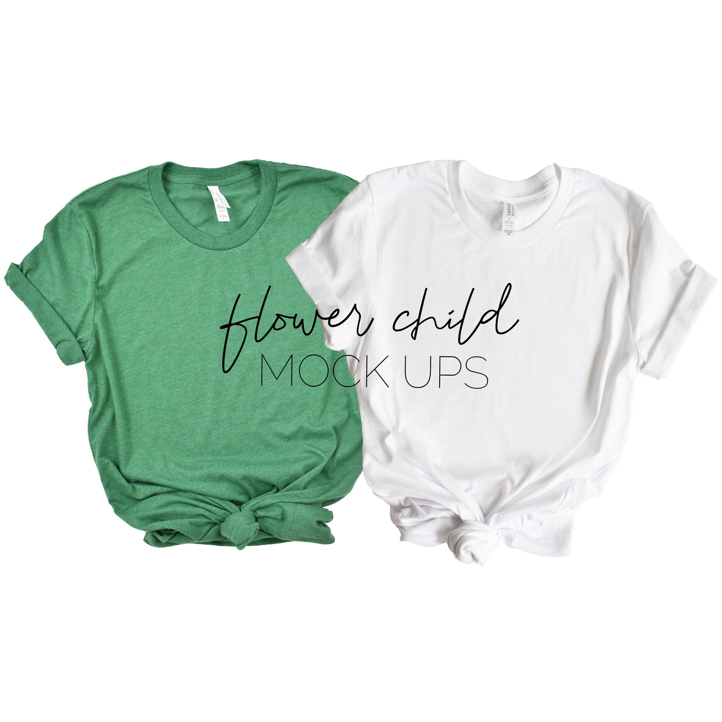 Bella Canvas 3001 Heather Kelly and White Mockup - flowerchildmockups