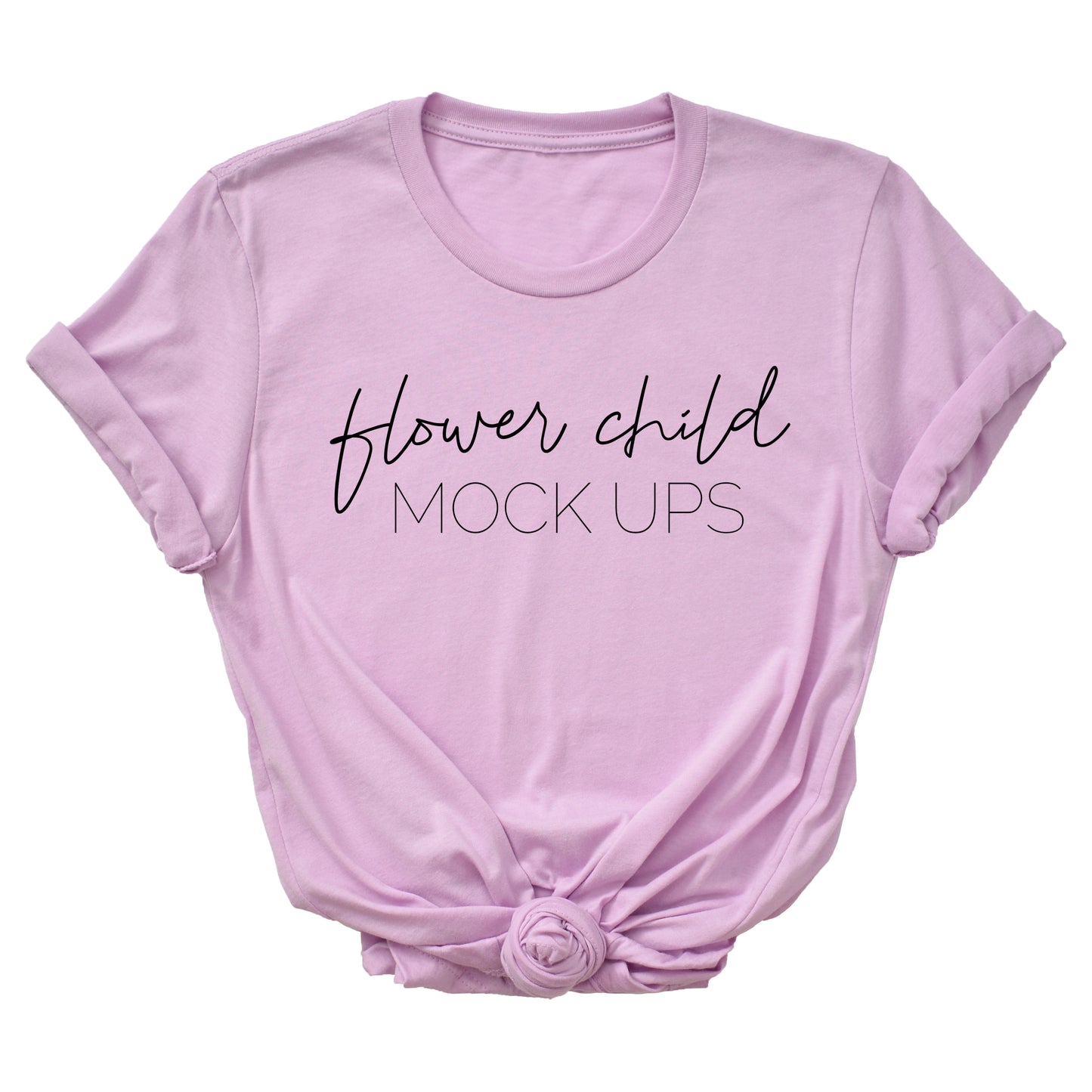 Bella Canvas 3001 Lilac Mockup Center Knot TAGLESS - flowerchildmockups