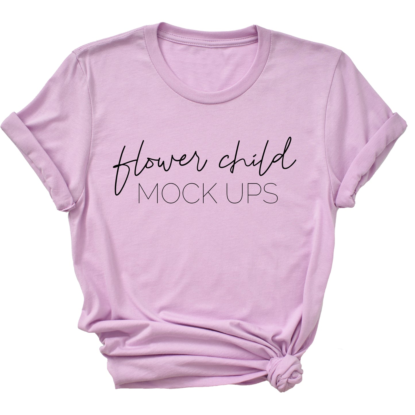 Bella Canvas 3001 Lilac Mockup Side Knot TAGLESS - flowerchildmockups