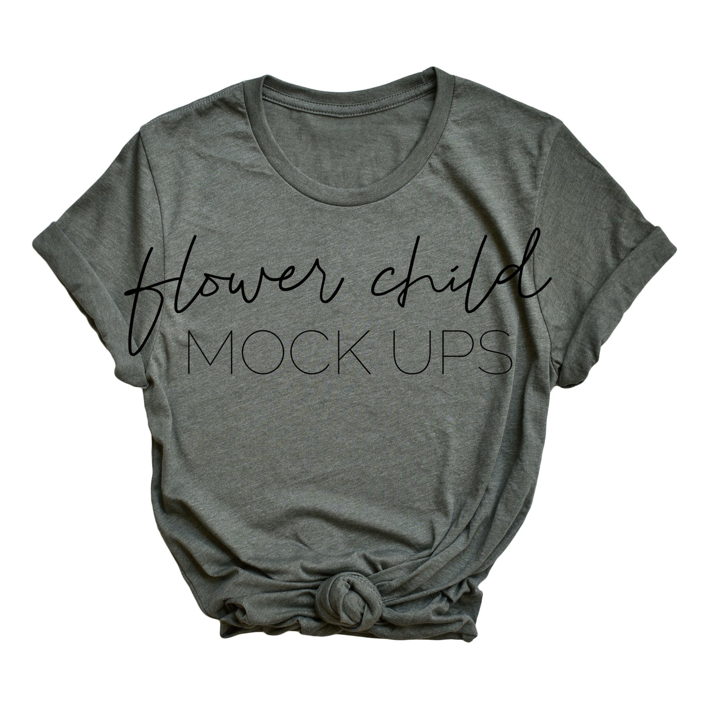 Bella Canvas 3001 Heather Military Green Center Knot Tagless - flowerchildmockups