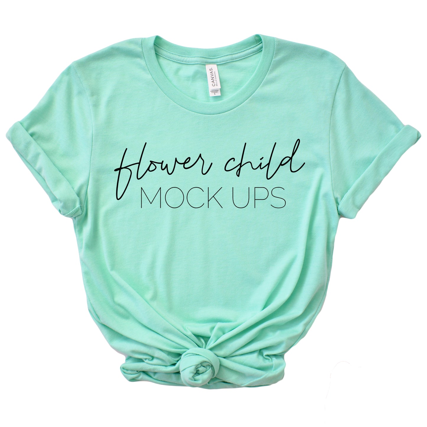 Bella Canvas 3001 Heather Mint Mockup Center Knot - flowerchildmockups