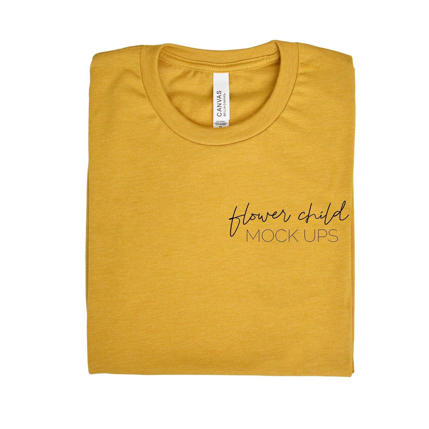Bella Canvas 3001 Heather Mustard Folded Mock-up - flowerchildmockups