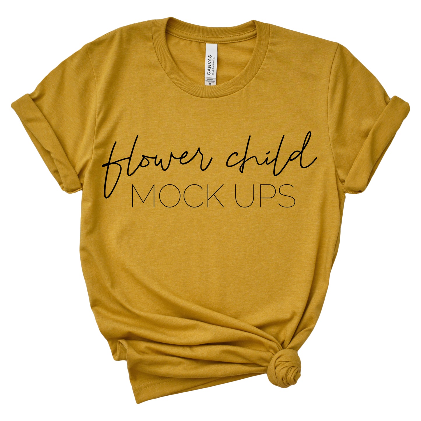 Bella Canvas 3001 Heather Mustard Side Knot - flowerchildmockups