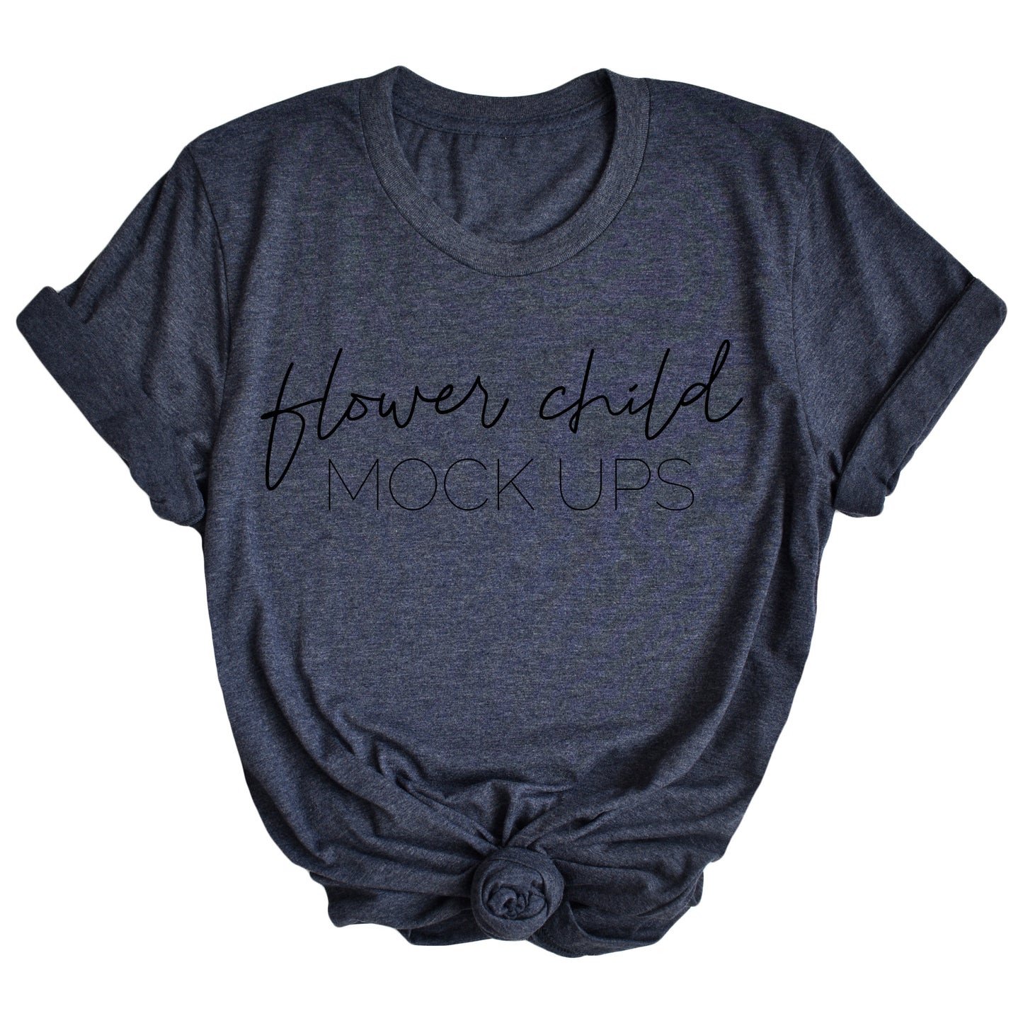 Bella Canvas 3001 Heather Navy Mockup Center Knot Tagless - flowerchildmockups