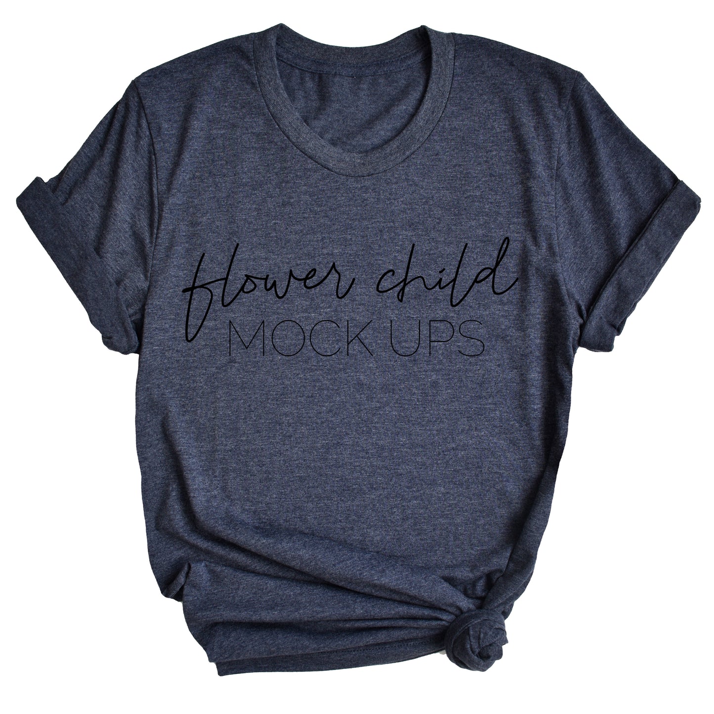 Bella Canvas 3001 Heather Navy Mockup Side Knot Tagless - flowerchildmockups