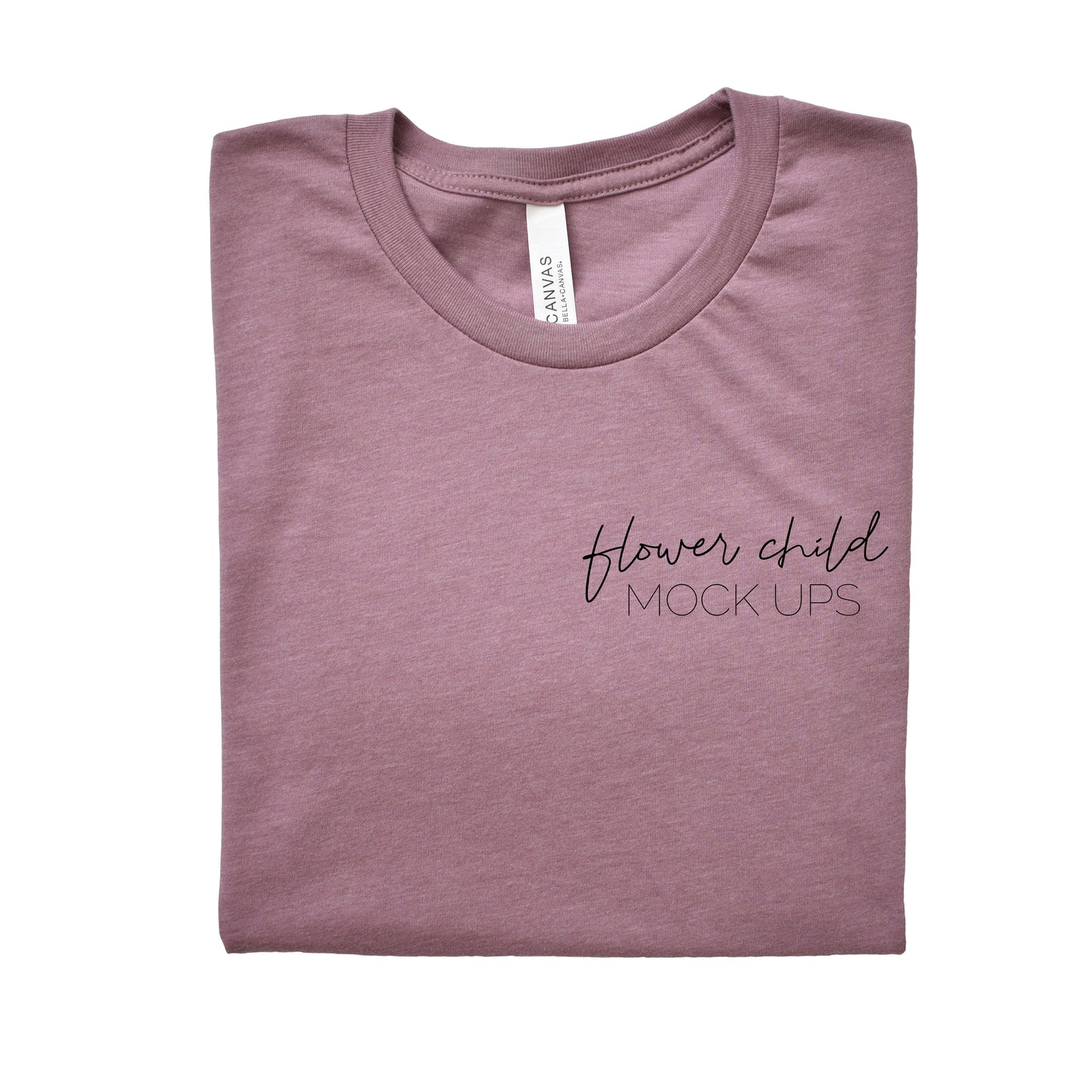 Bella Canvas 3001 Heather Orchid Folded Mockup - flowerchildmockups