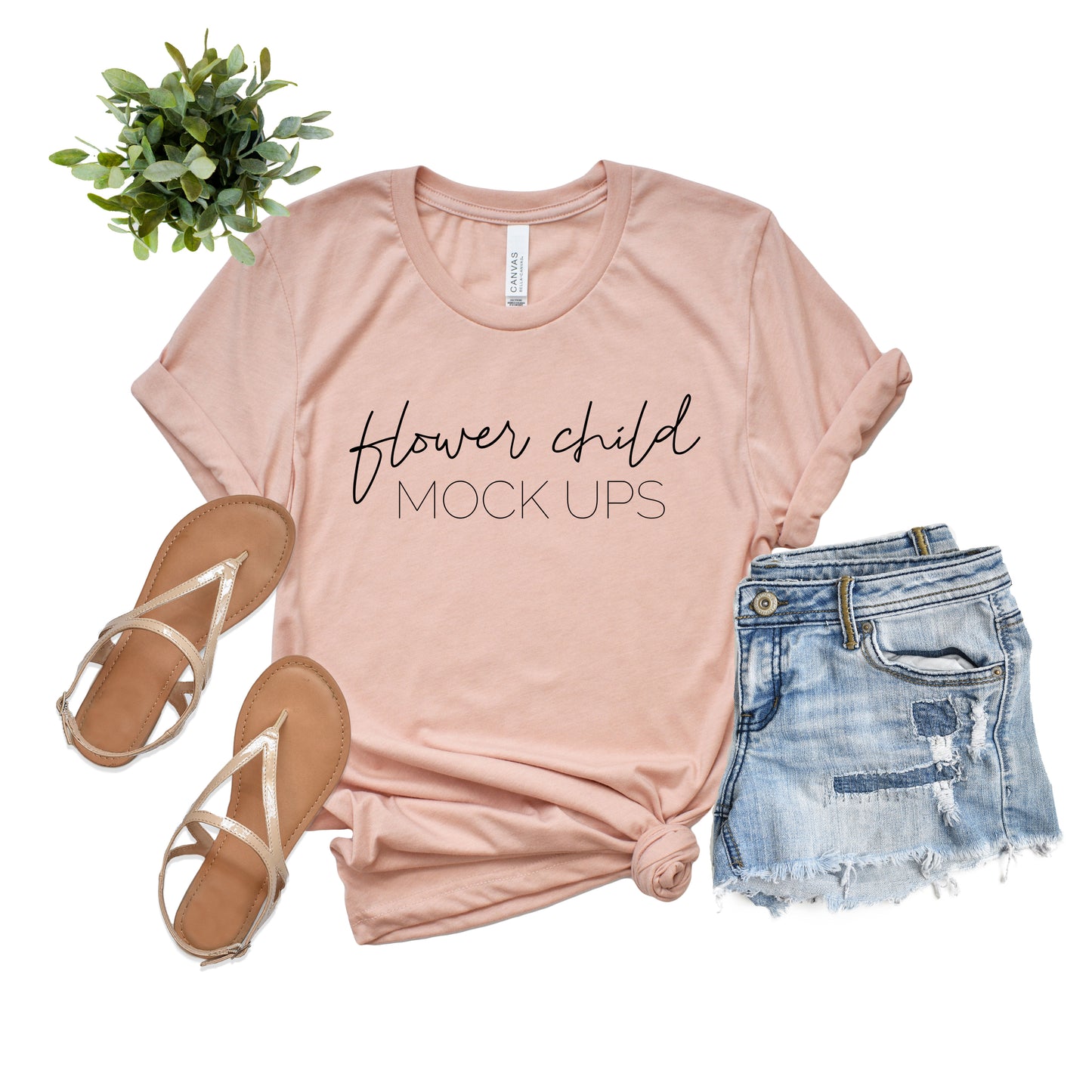 Bella Canvas 3001 Heather Peach Spring Summer - flowerchildmockups
