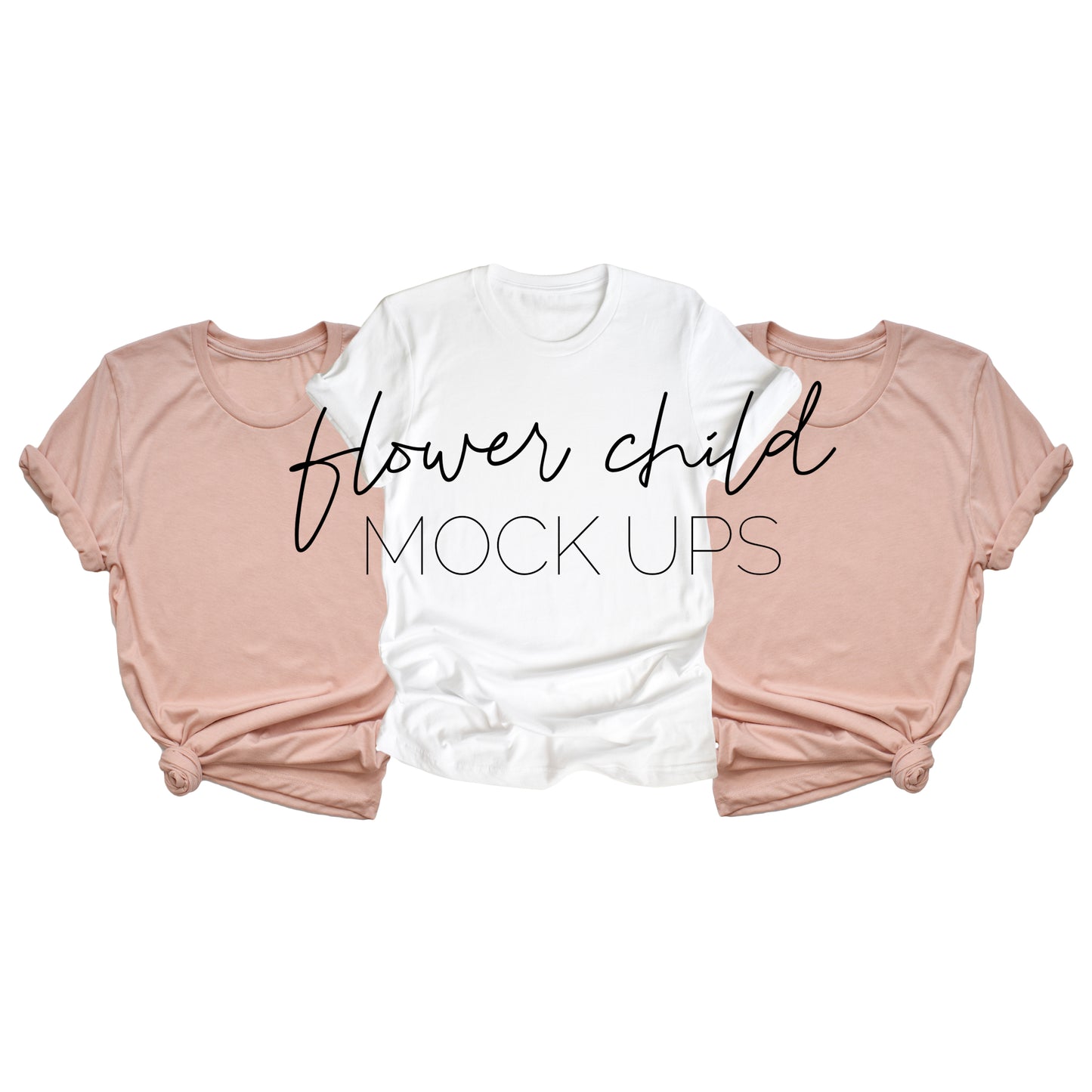 Bella Canvas 3001 Heather Peach + White Mockup - flowerchildmockups