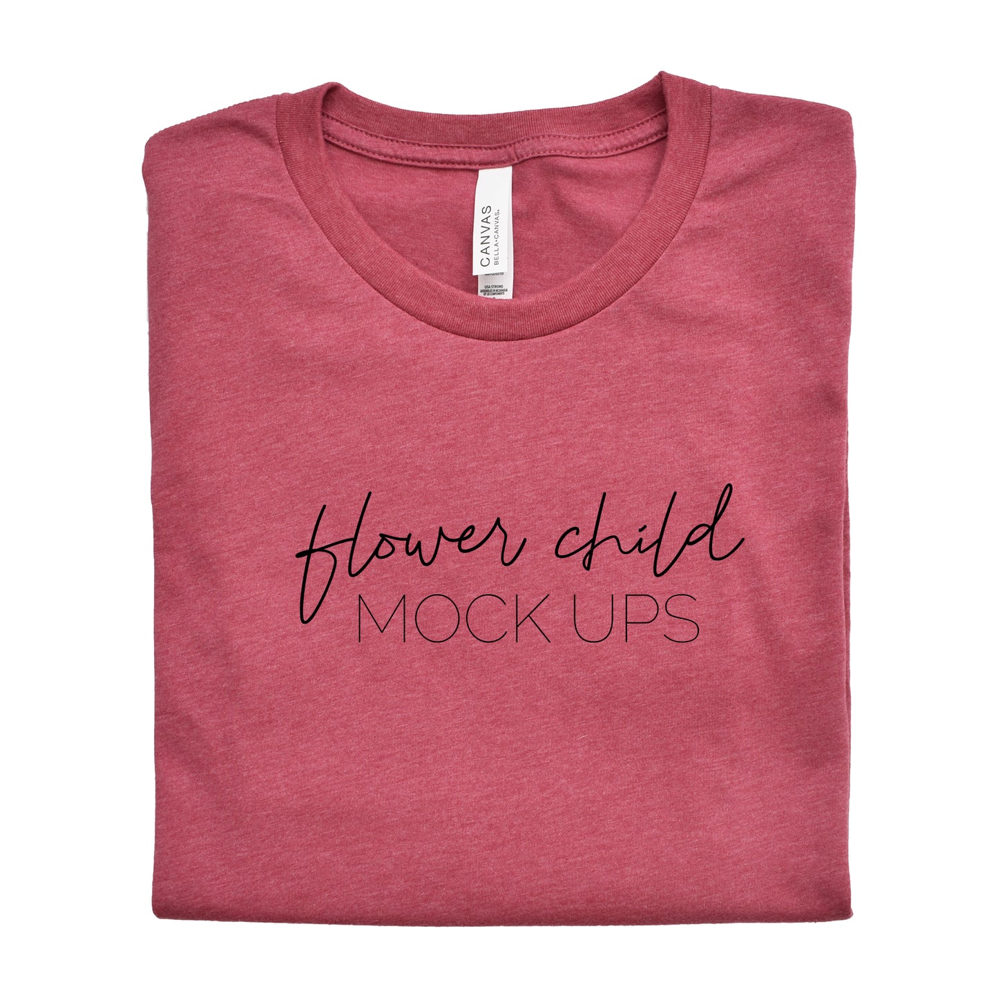 Bella Canvas 3001 Raspberry Mockup Folded - flowerchildmockups