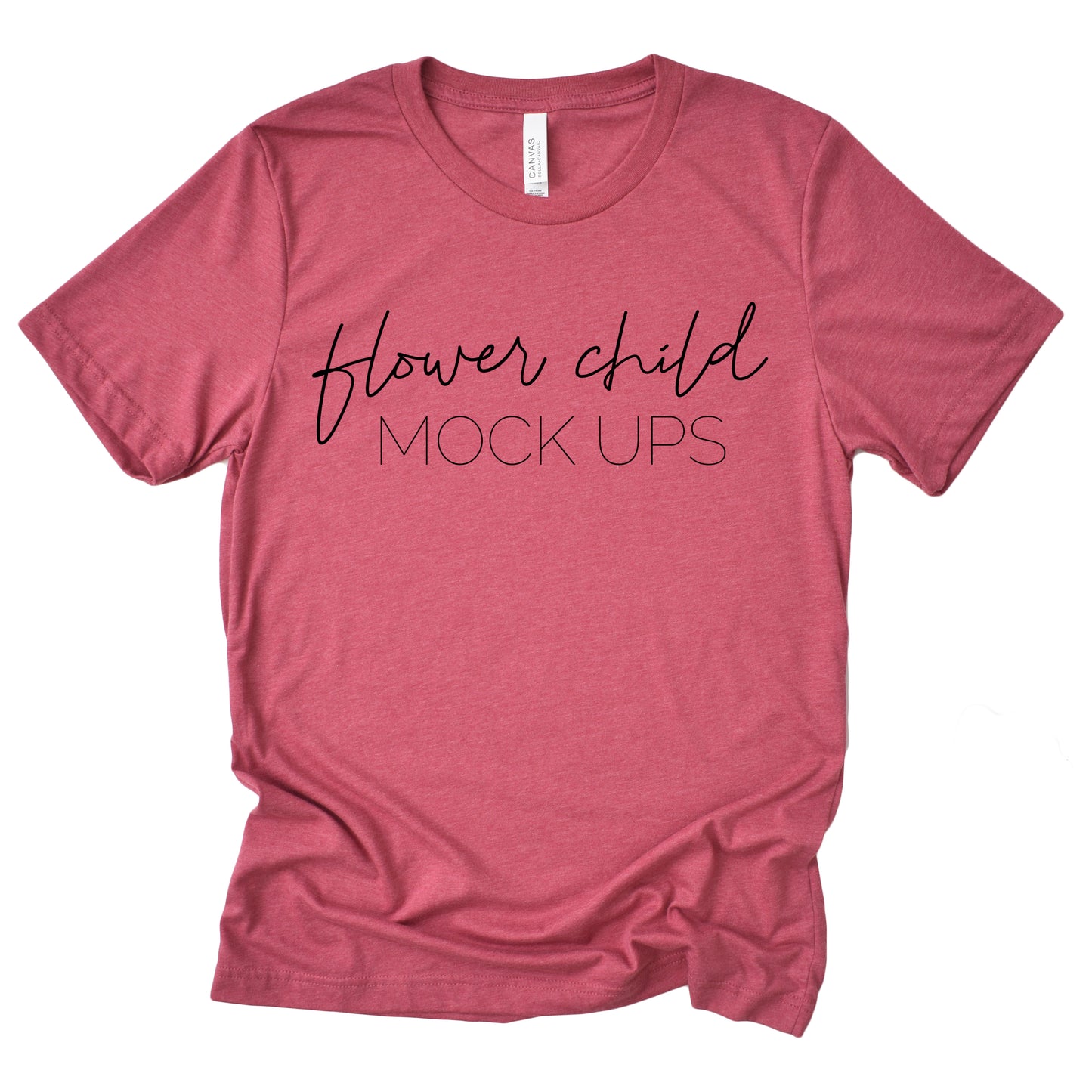 Bella Canvas 3001 Raspberry Mockup Relaxed - flowerchildmockups