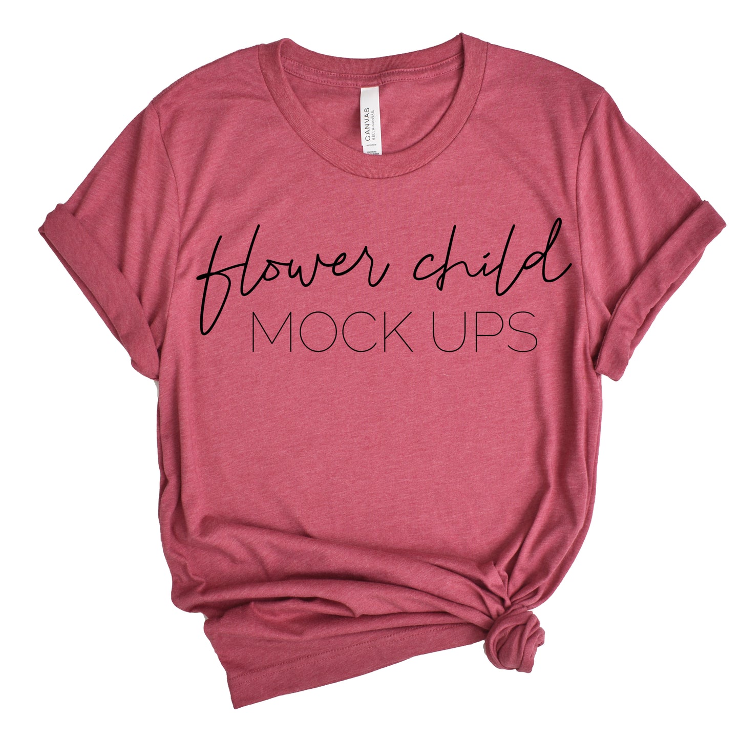 Bella Canvas 3001 Raspberry Mockup Side Knot - flowerchildmockups
