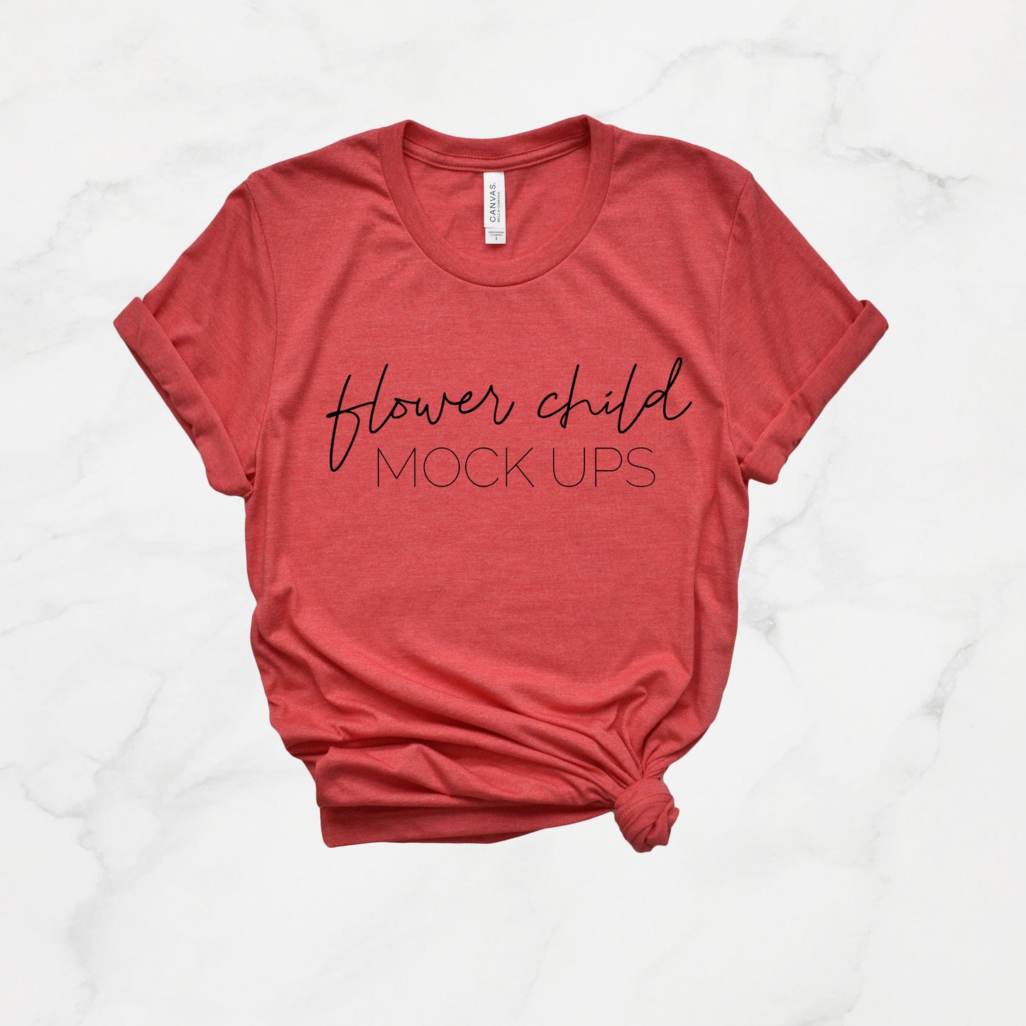 Bella Canvas 3001 Heather Red Marble Background - flowerchildmockups