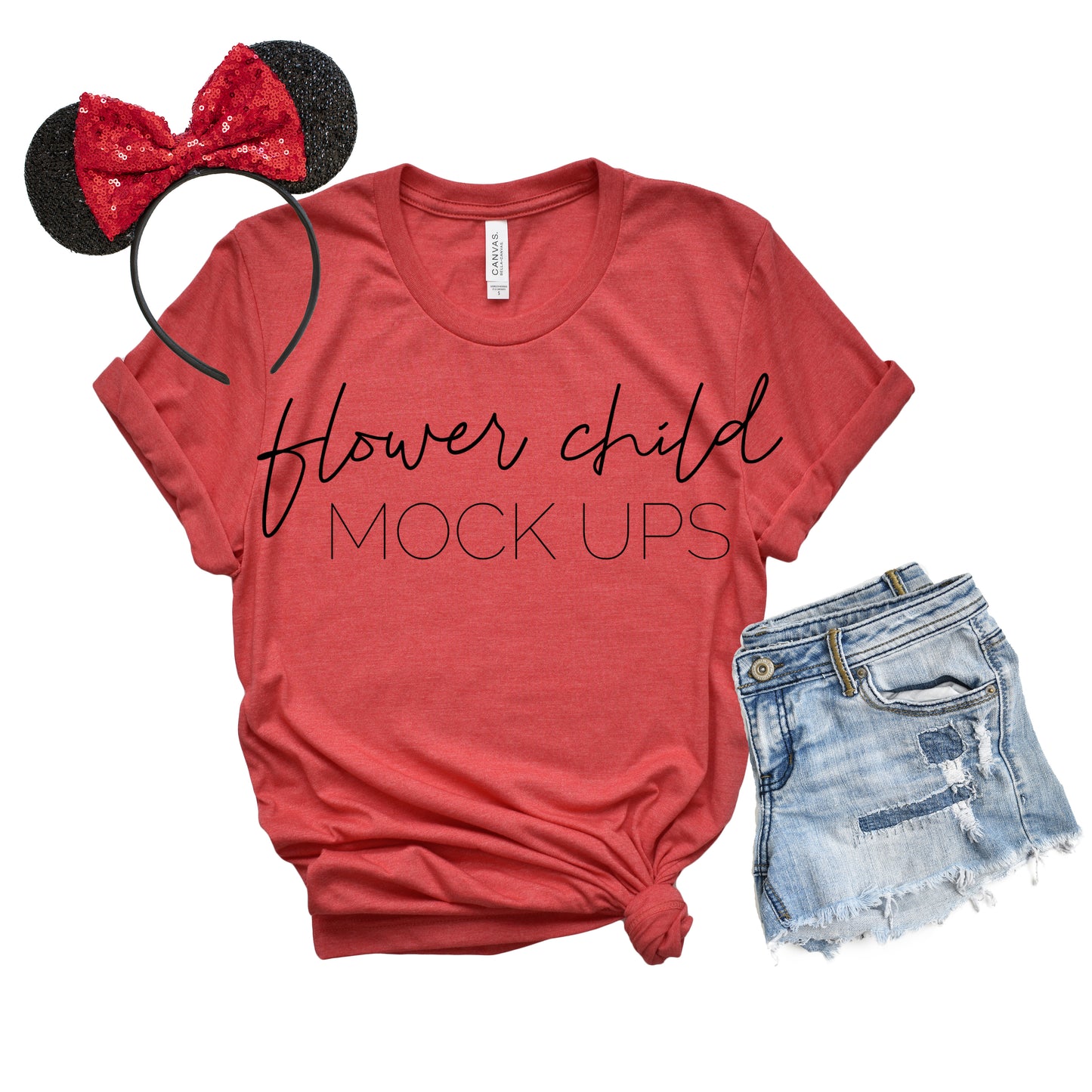 Bella Canvas 3001 Heather Red Disney - flowerchildmockups