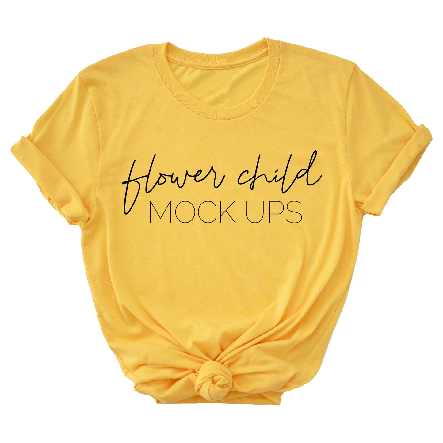 Bella Canvas 3001 Heather Yellow Gold Center Knot TAGLESS - flowerchildmockups