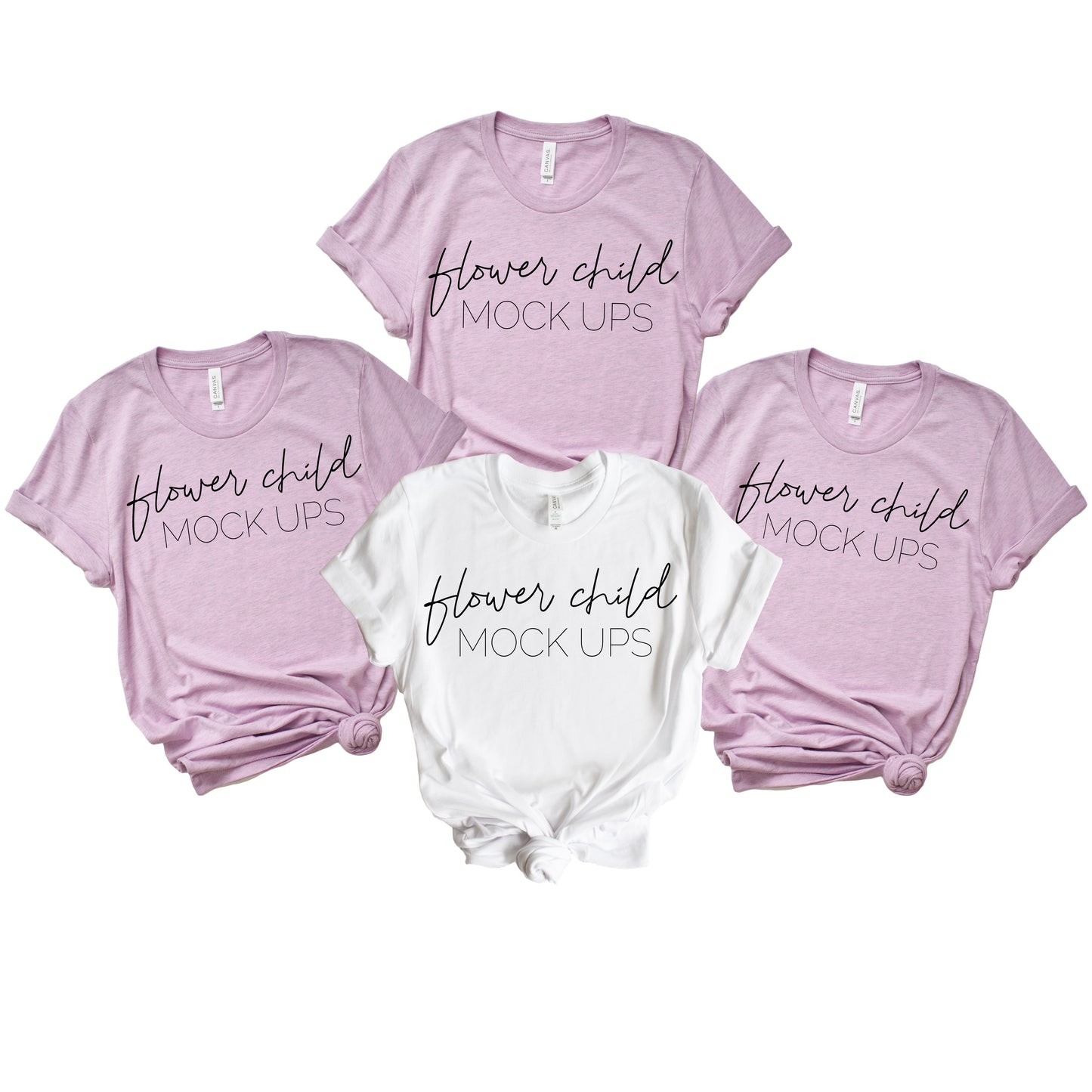 Bella Canvas 3001 Heather Prism Lilac + White Bachelorette Mockup - flowerchildmockups