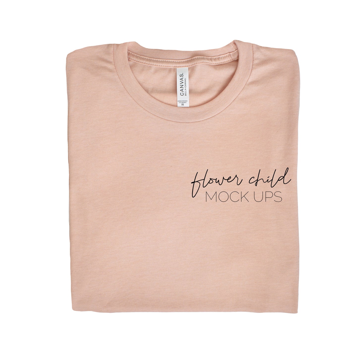 Bella Canvas 3001 Heather Peach Folded - flowerchildmockups