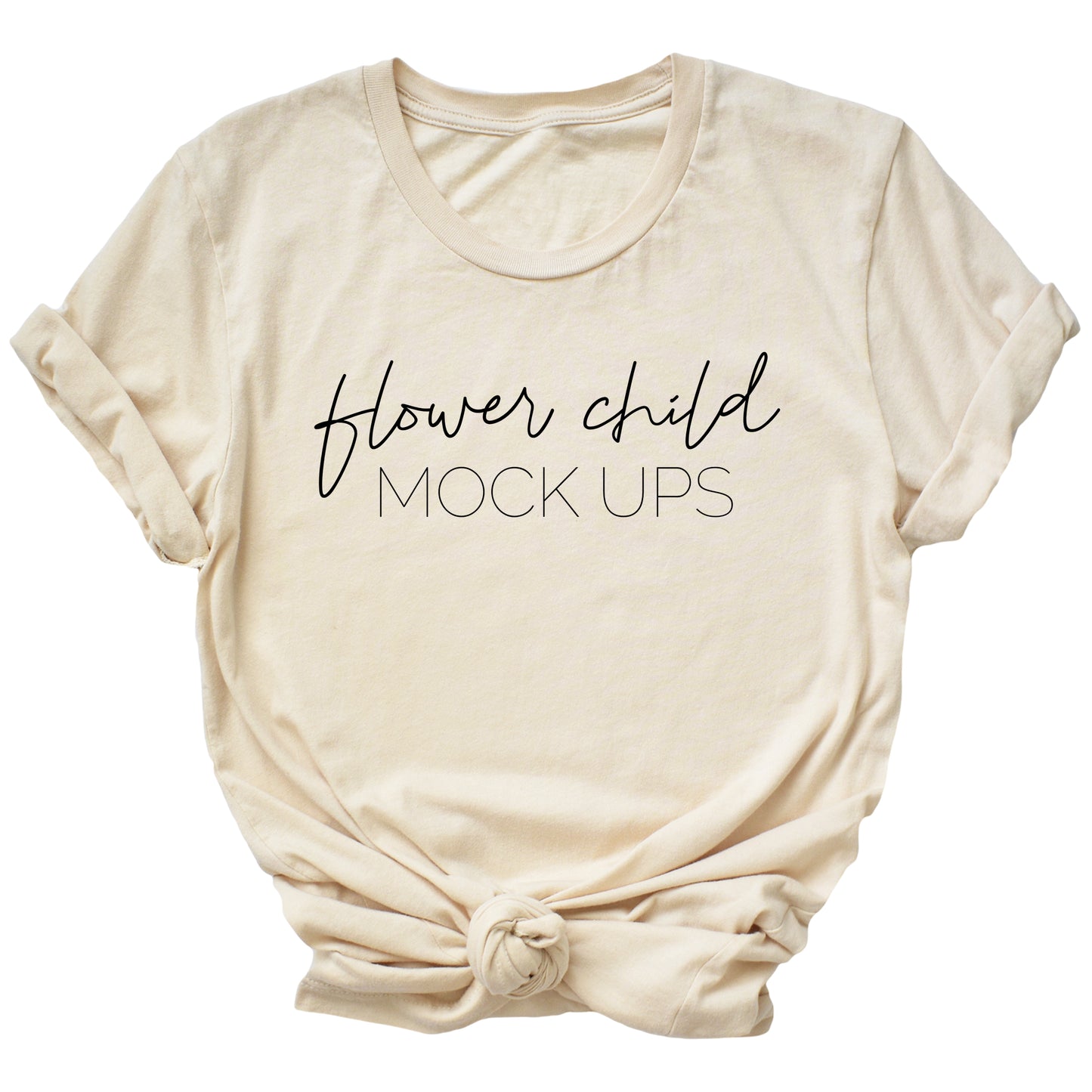 Bella Canvas 3001 Mock-up Soft Cream Center Knot TAGLESS - flowerchildmockups