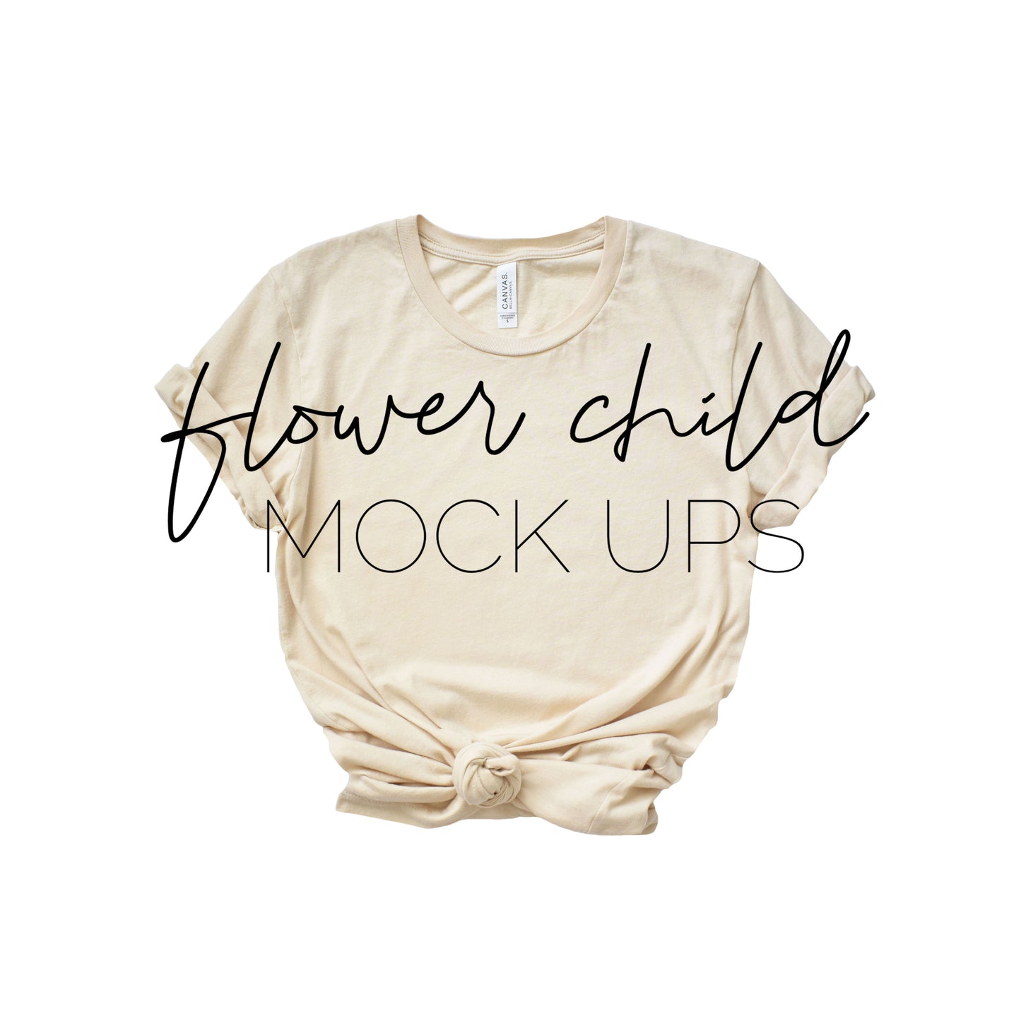 Bella Canvas 3001 Mock-up Soft Cream Center Knot - flowerchildmockups