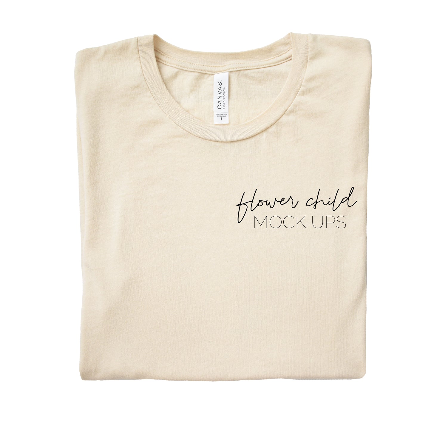 Bella Canvas 3001 Soft Cream Folded - flowerchildmockups