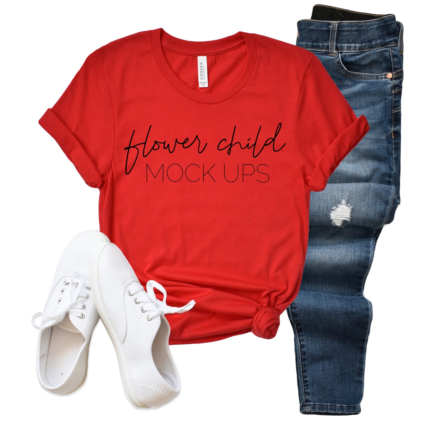 Bella Canvas 3001 Red Valentine's Day Mockup - flowerchildmockups