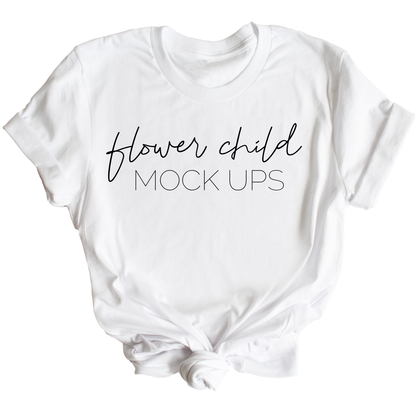 Bella Canvas 3001 White Mock-up Center Knot TAGLESS - flowerchildmockups